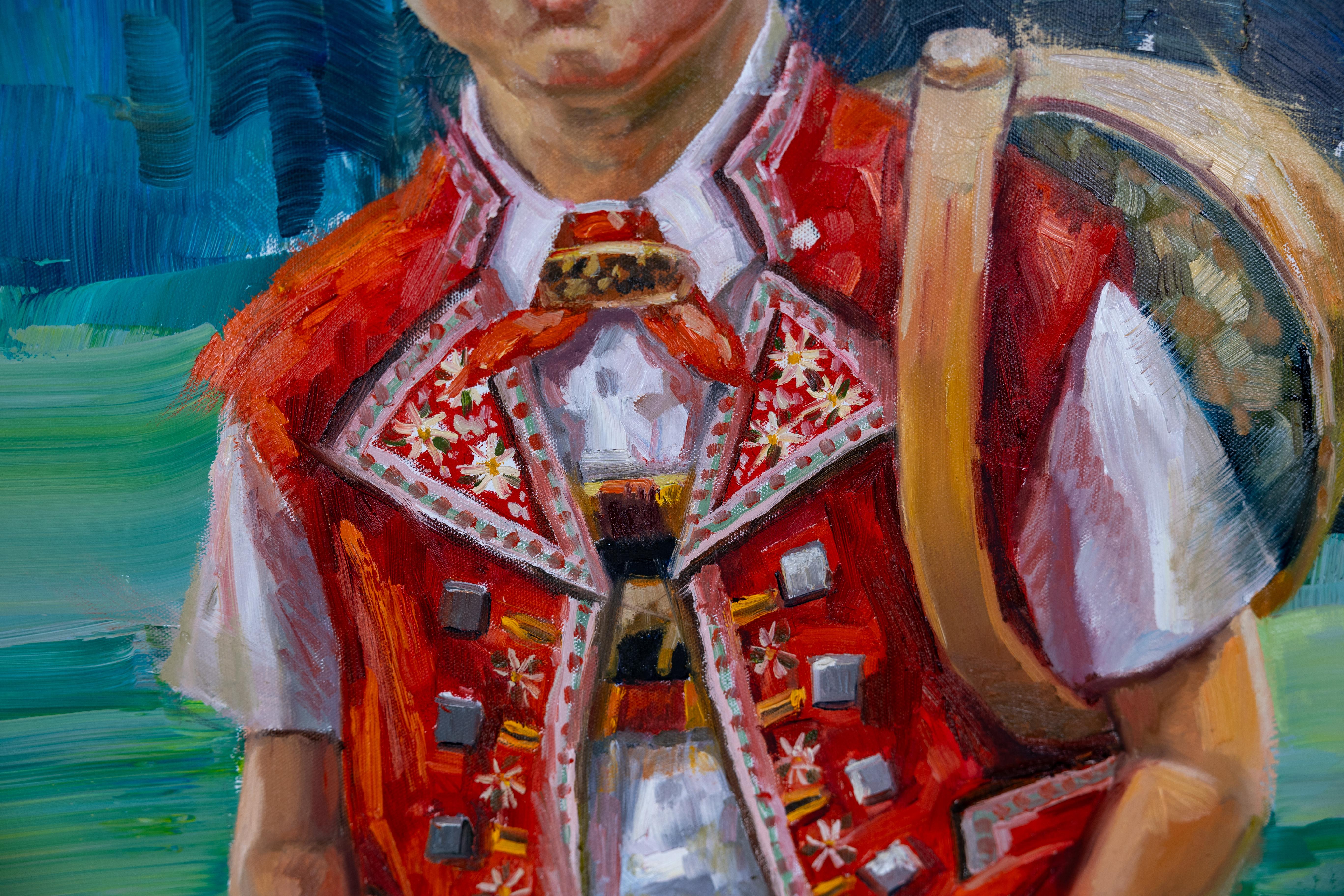 Berger d'Appenzell. Portrait d'un garçon suisse en costume national. en vente 7