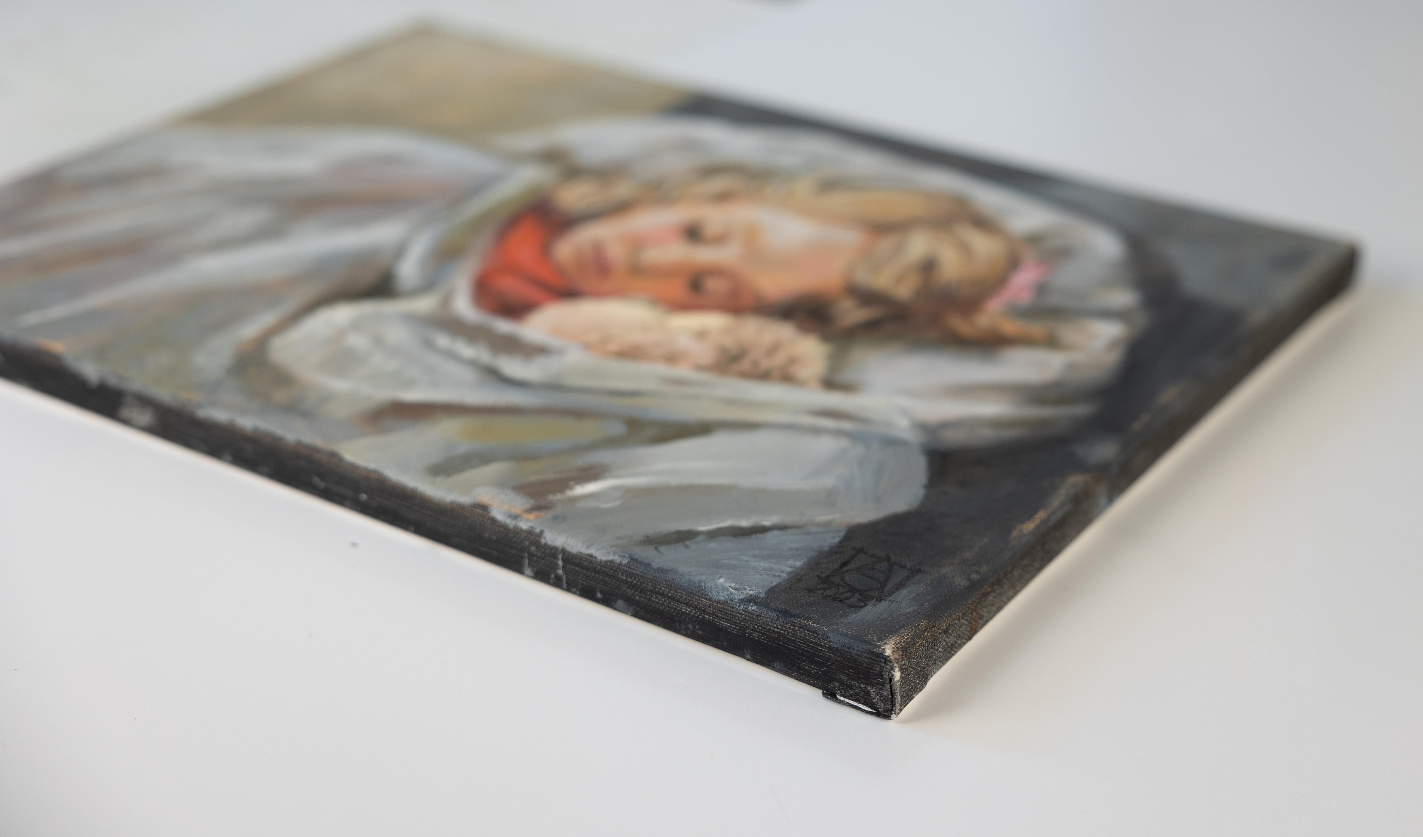 Schlafendes Mädchen. Porträt, Kind, horizontal, Öl, Impressionismus – Painting von Anna Shesterikova