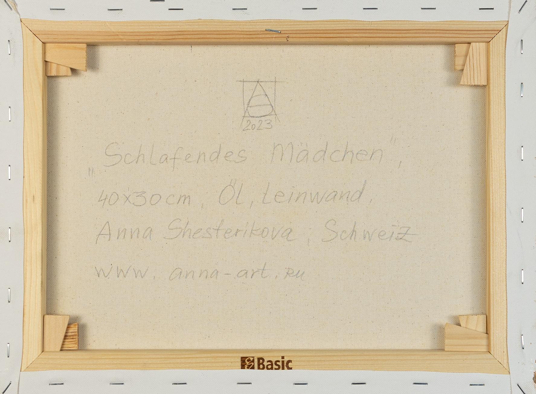 Schlafendes Mädchen. Porträt, Kind, horizontal, Öl, Impressionismus (Post-Impressionismus), Painting, von Anna Shesterikova