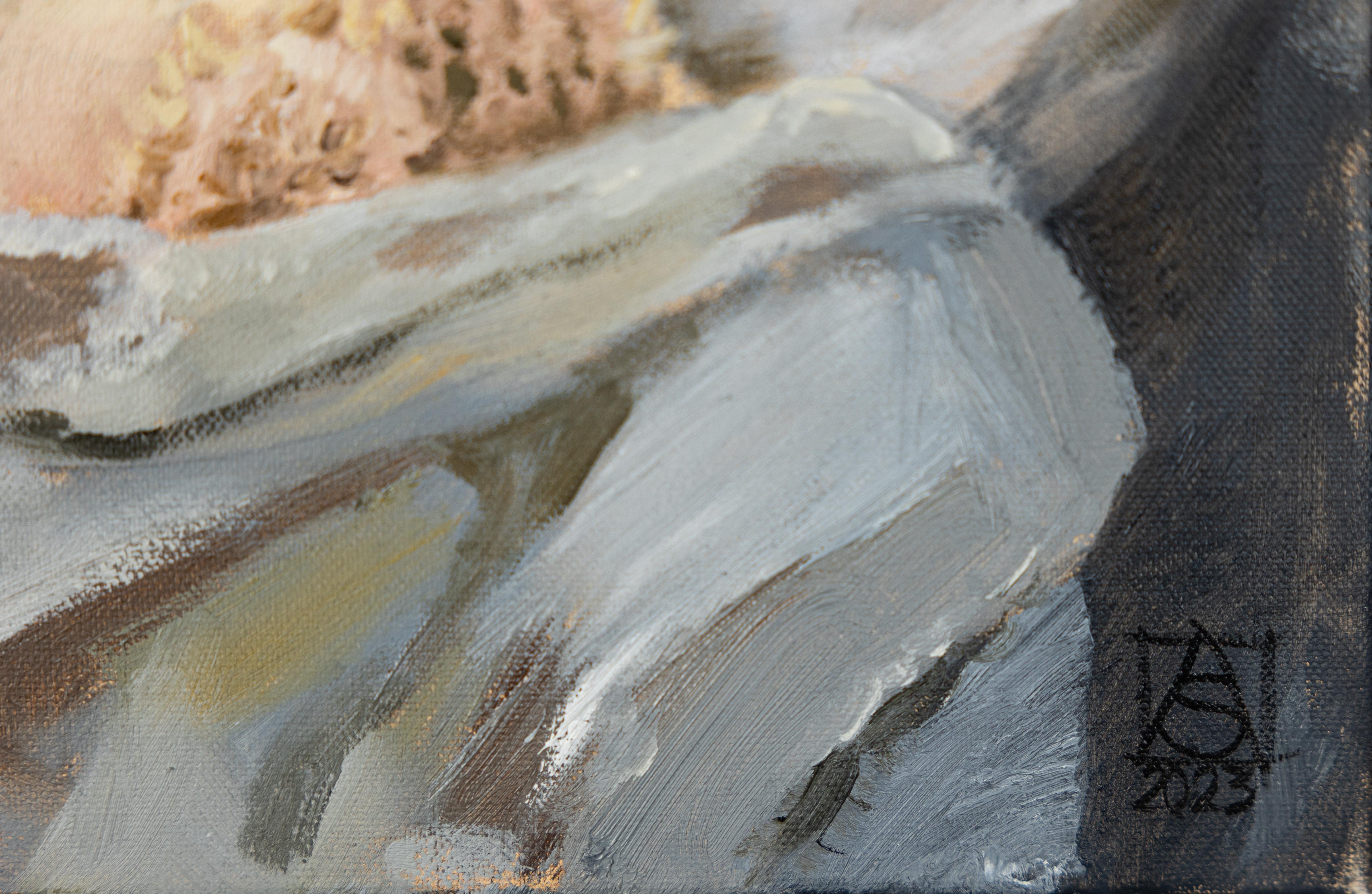 Schlafendes Mädchen. Porträt, Kind, horizontal, Öl, Impressionismus (Grau), Portrait Painting, von Anna Shesterikova