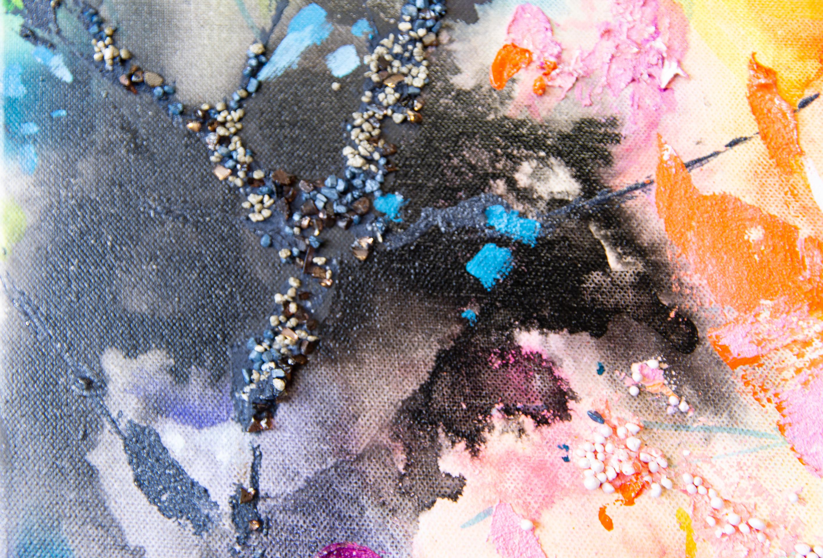 Spring Break. Semi-abstract, large, vertical, for a modern interior. Pink Black For Sale 6