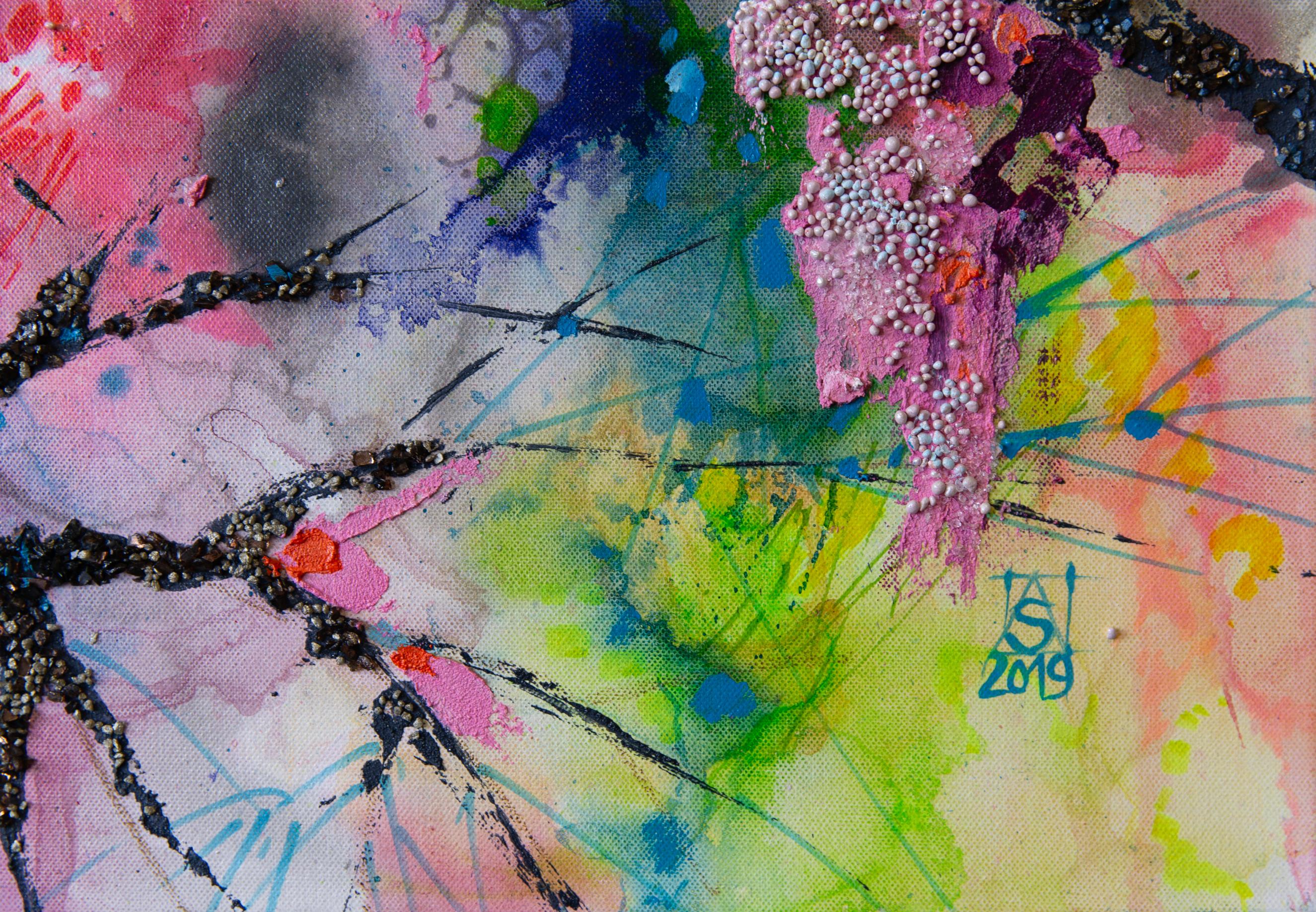This painting is an explosion of bright colors and emotions! The entire color spectrum is presented here, from the deepest black to white to rich and delicate colors! This picture contains the joy and power of awakening nature!

