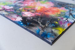 Spring Break. Semi-abstract, large, vertical, for a modern interior. Pink Black