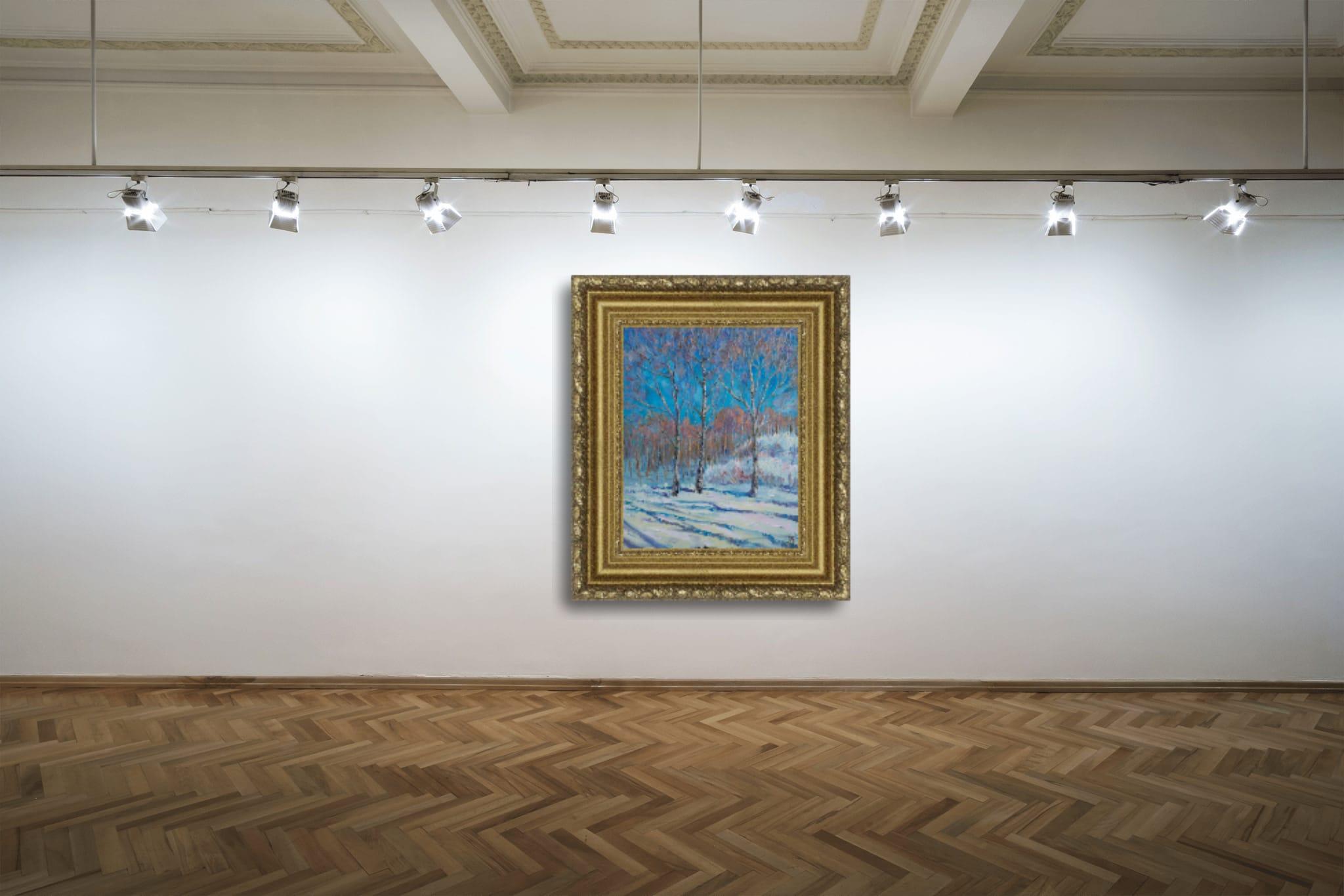 Spring Comes Soon. Landscape, impressionism, oil, winter, trees, vertical, large For Sale 13