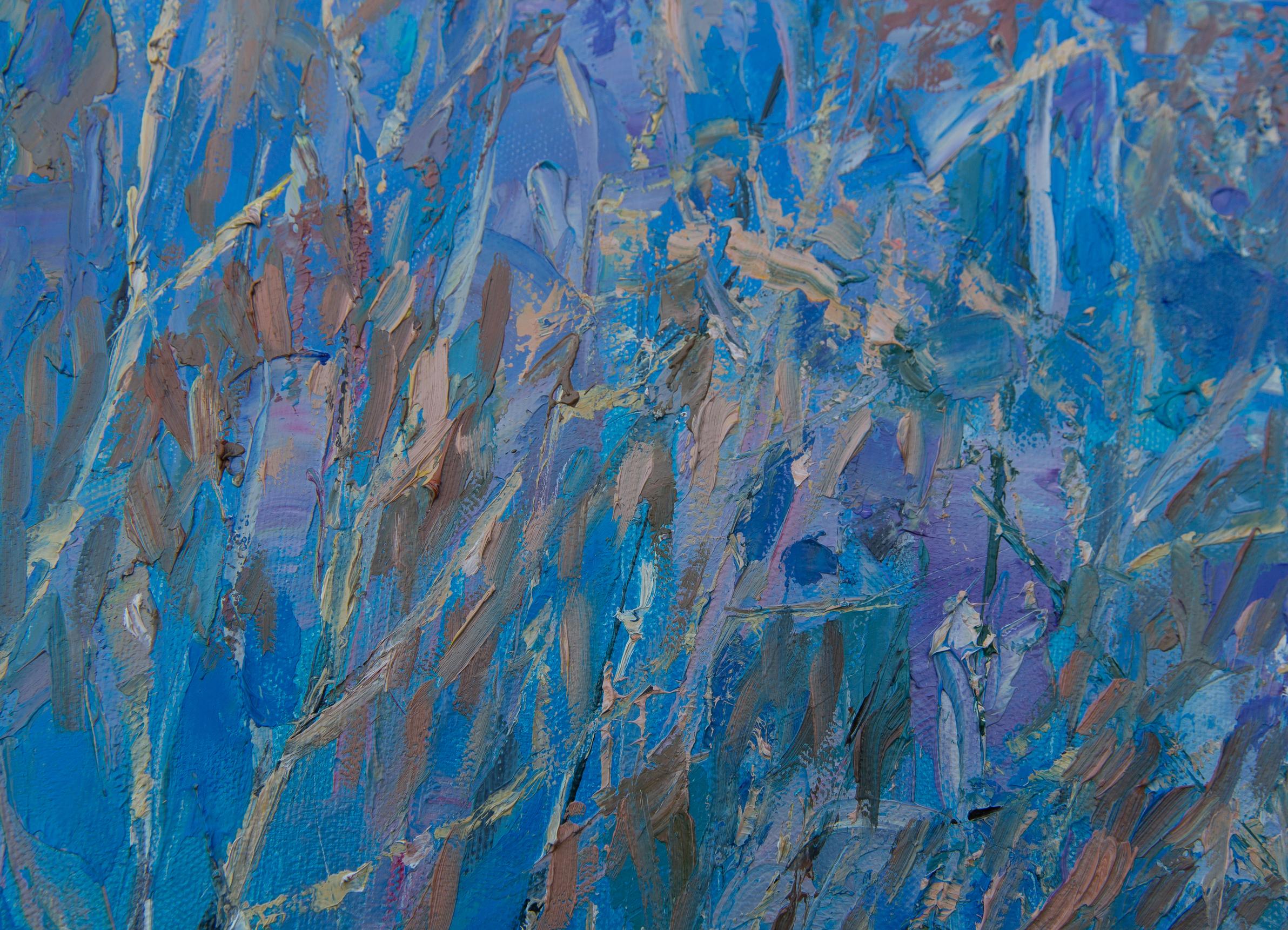 La primavera arriva presto. Paesaggio, impressionismo, olio, inverno, alberi, verticale, grande in vendita 4