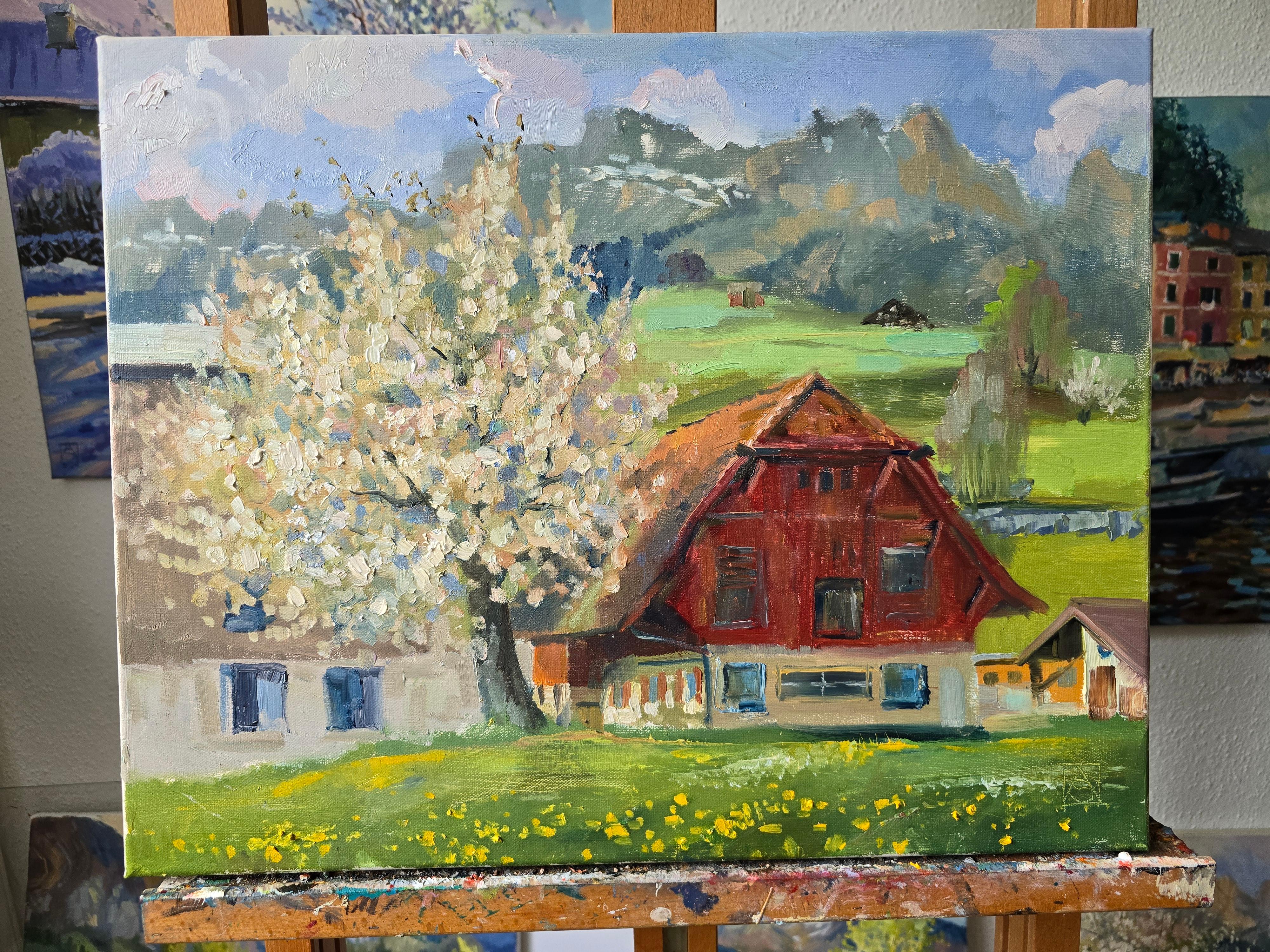 Spring Day in Gams. Mountain landscape, Alps, Switzerland. im Angebot 5