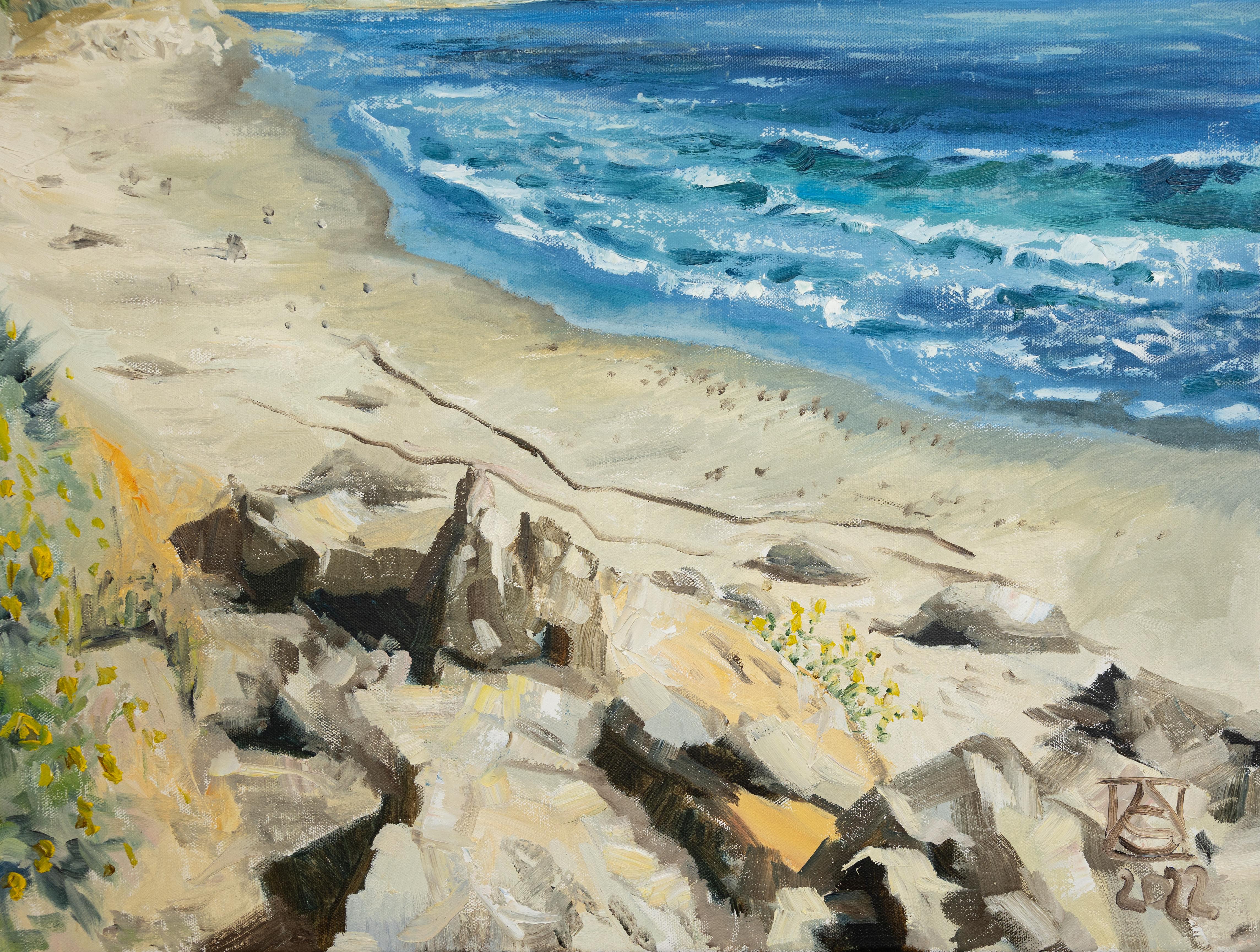 Primavera in California. Paesaggio marino, pittura ad olio, impressionismo - Painting di Anna Shesterikova