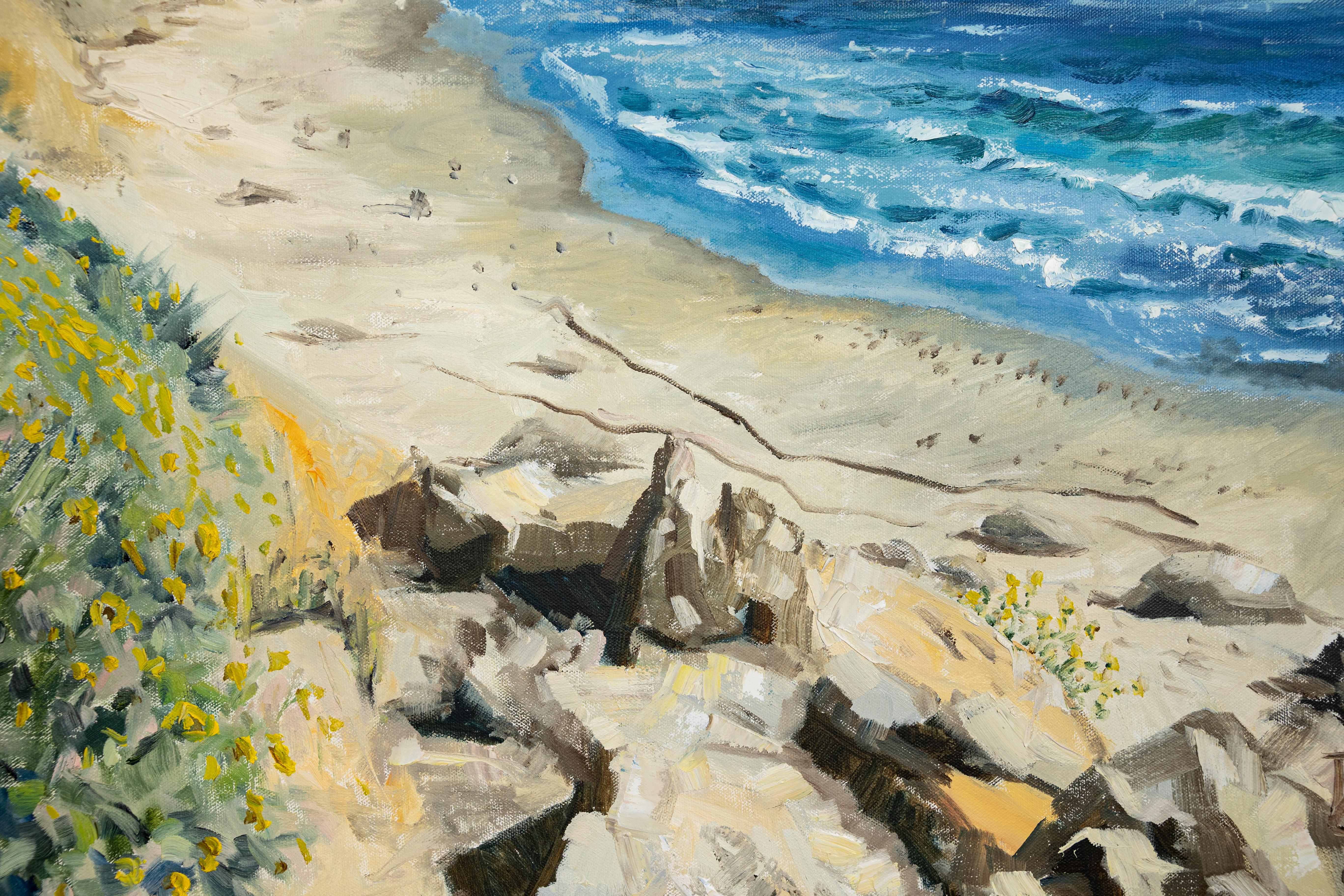 Primavera in California. Paesaggio marino, pittura ad olio, impressionismo - Painting Postimpressionismo di Anna Shesterikova