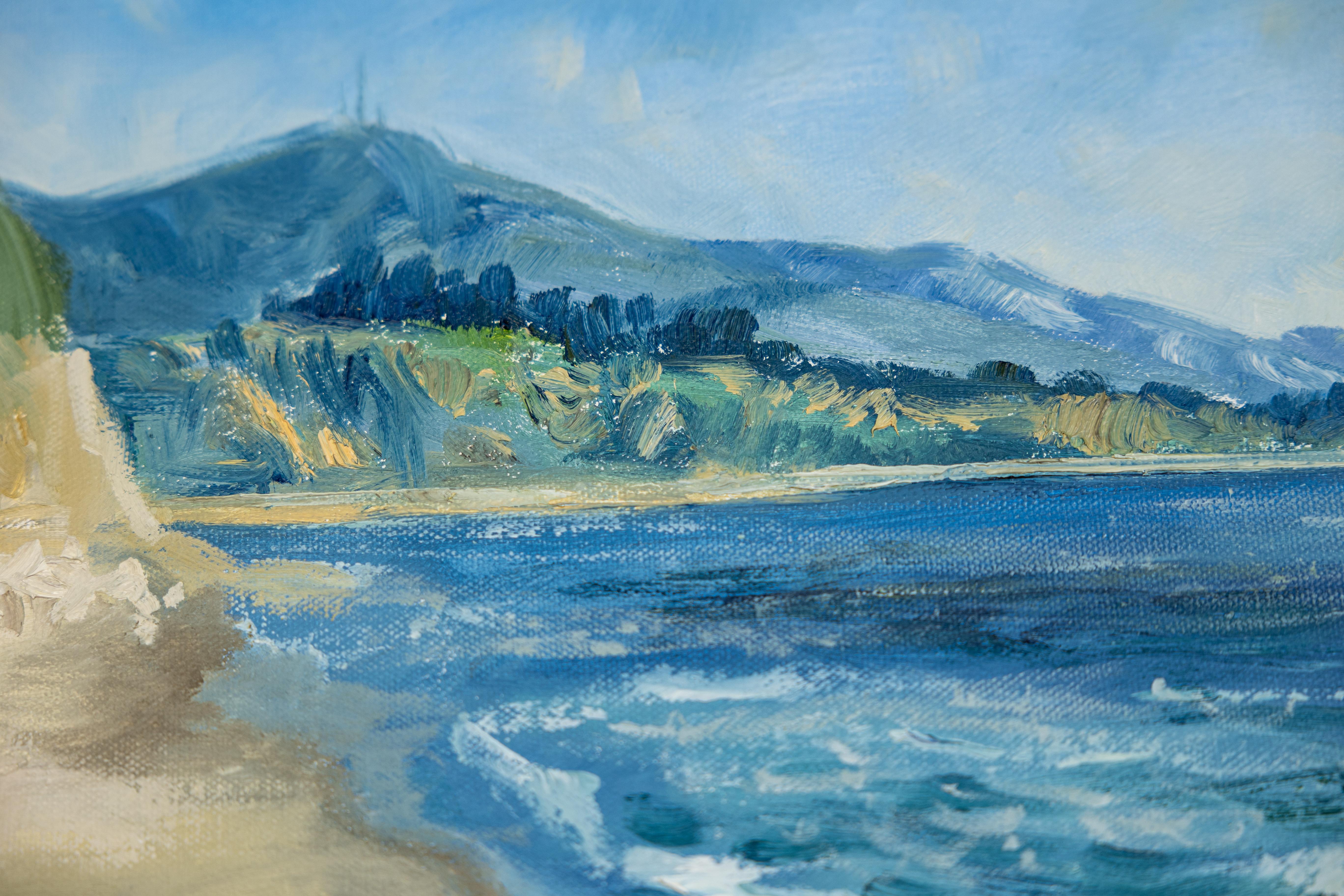 Primavera in California. Paesaggio marino, pittura ad olio, impressionismo in vendita 2