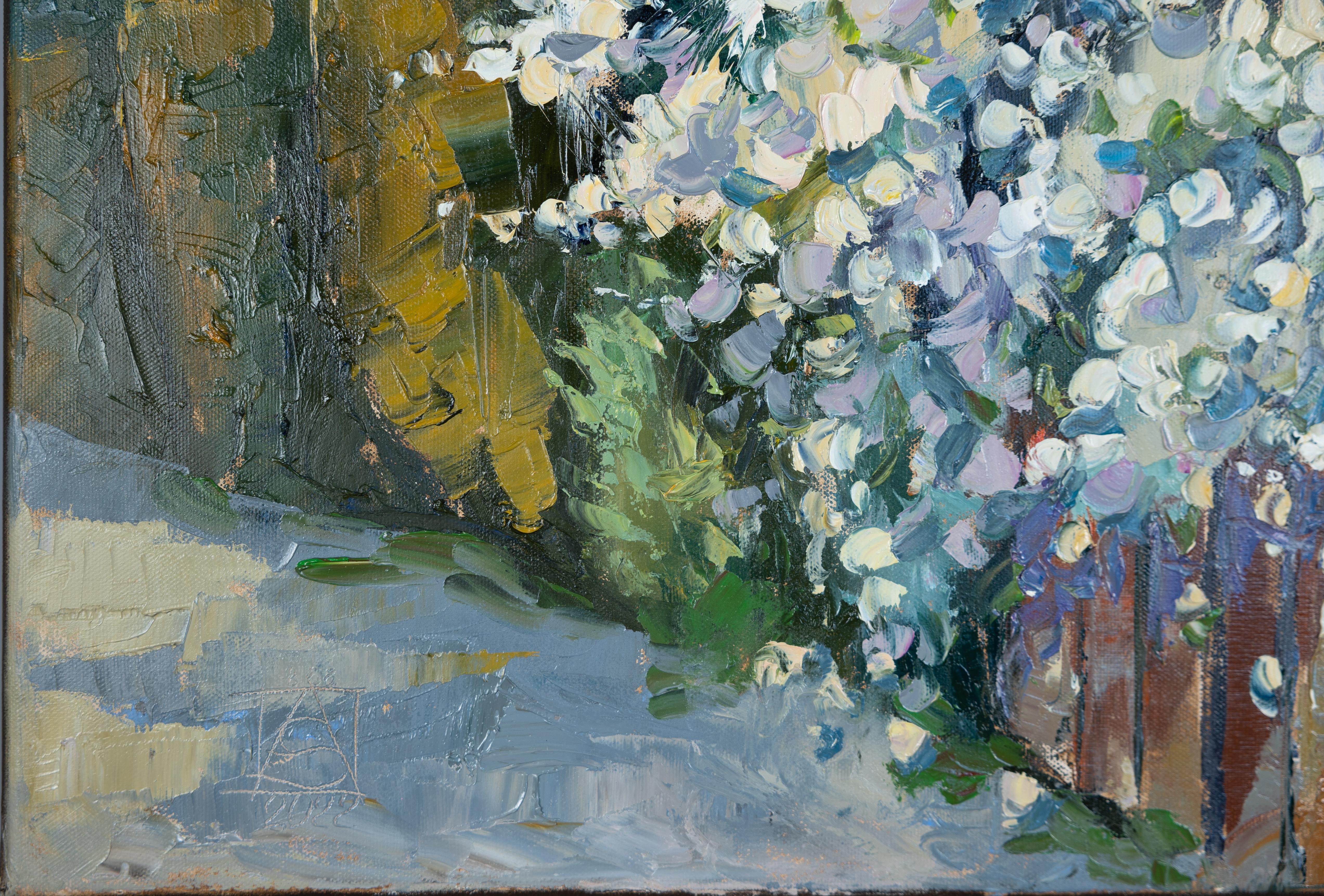 Spring Joy 2. Landscape, oil. Impressionismus. Flower. Art gallary. - Gray Landscape Painting by Anna Shesterikova