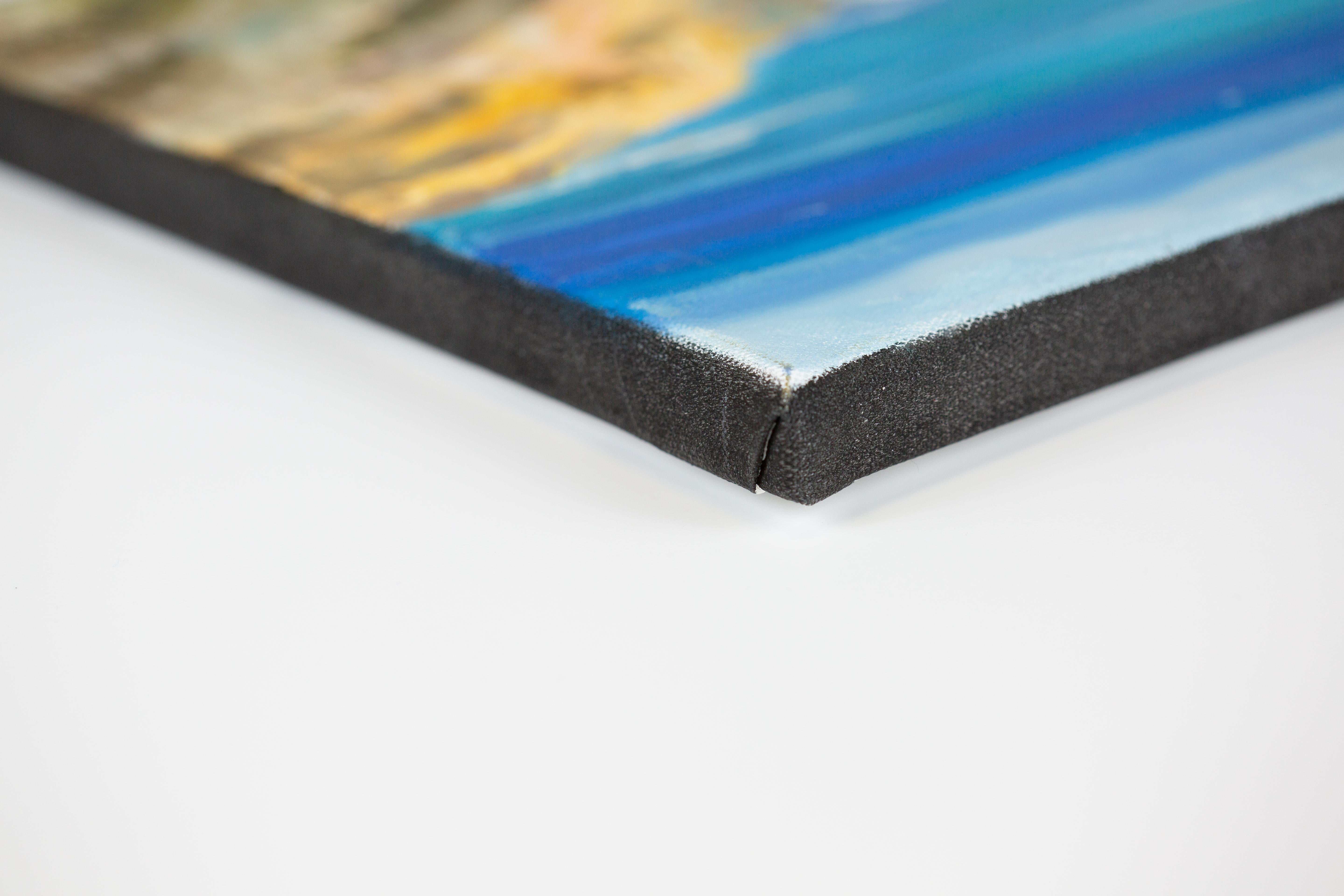Steep Banks (LA). Gemälde auf Leinwand, Postimpressionismus, klein, quadratisch, Meer – Painting von Anna Shesterikova