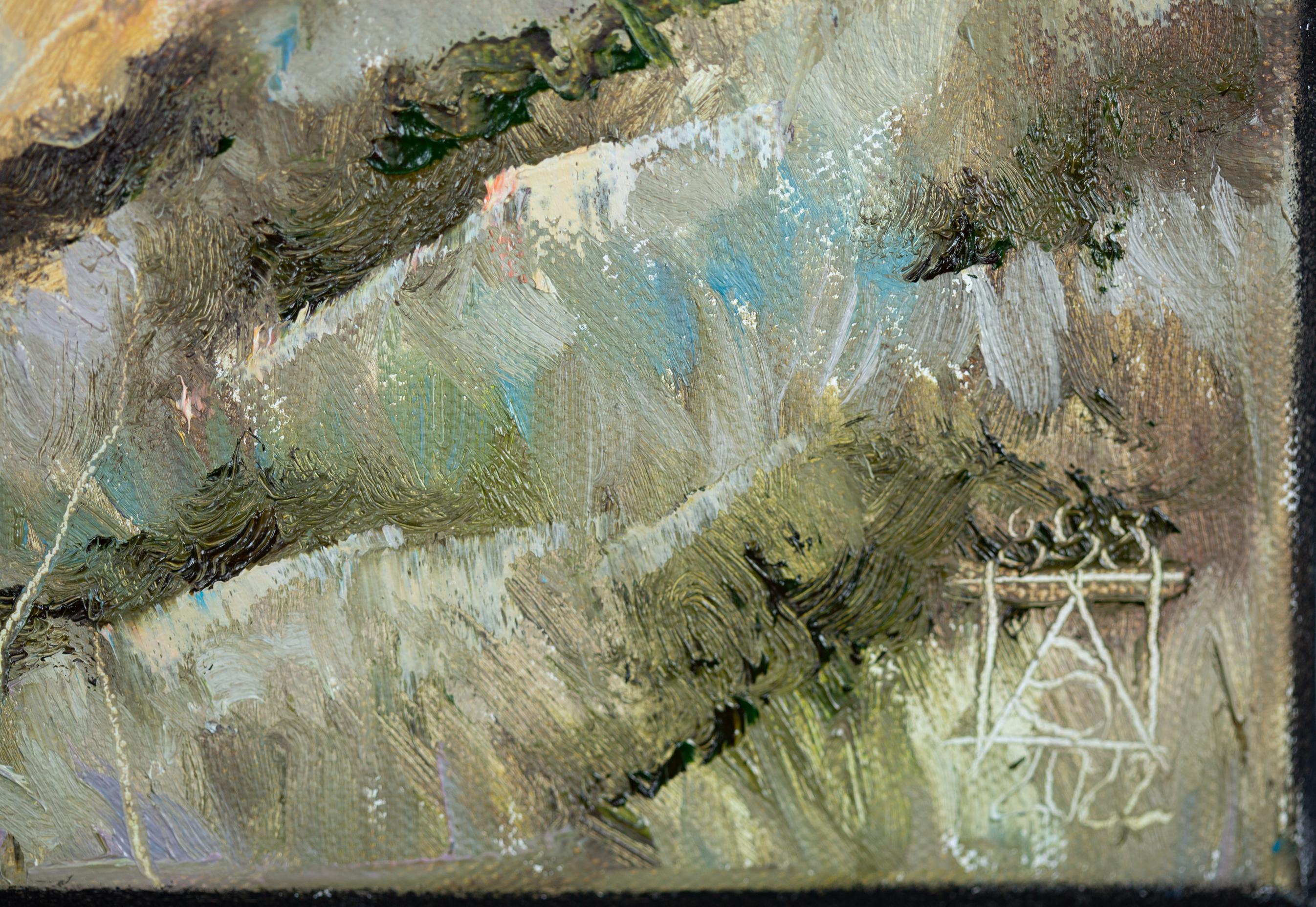 Steep Banks (LA). Painting on canvas, post-impressionism, small, square, ocean For Sale 1