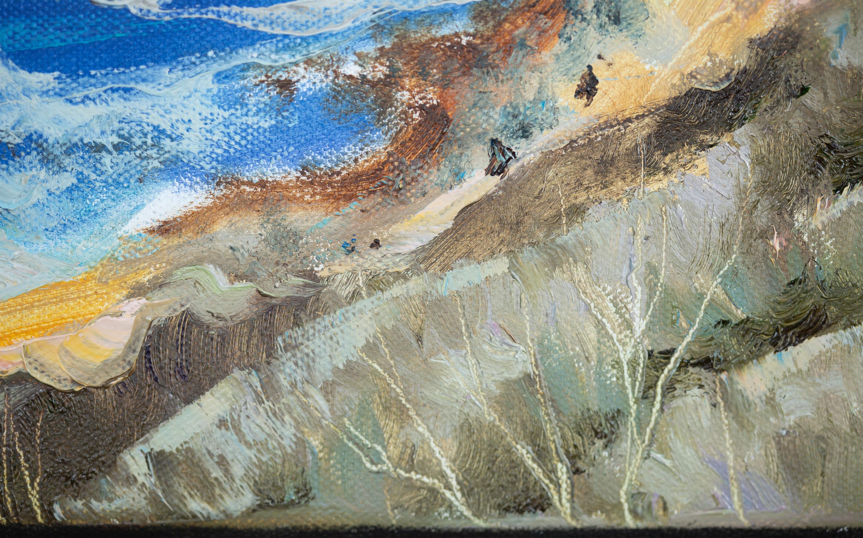 Steep Banks (LA). Painting on canvas, post-impressionism, small, square, ocean For Sale 2