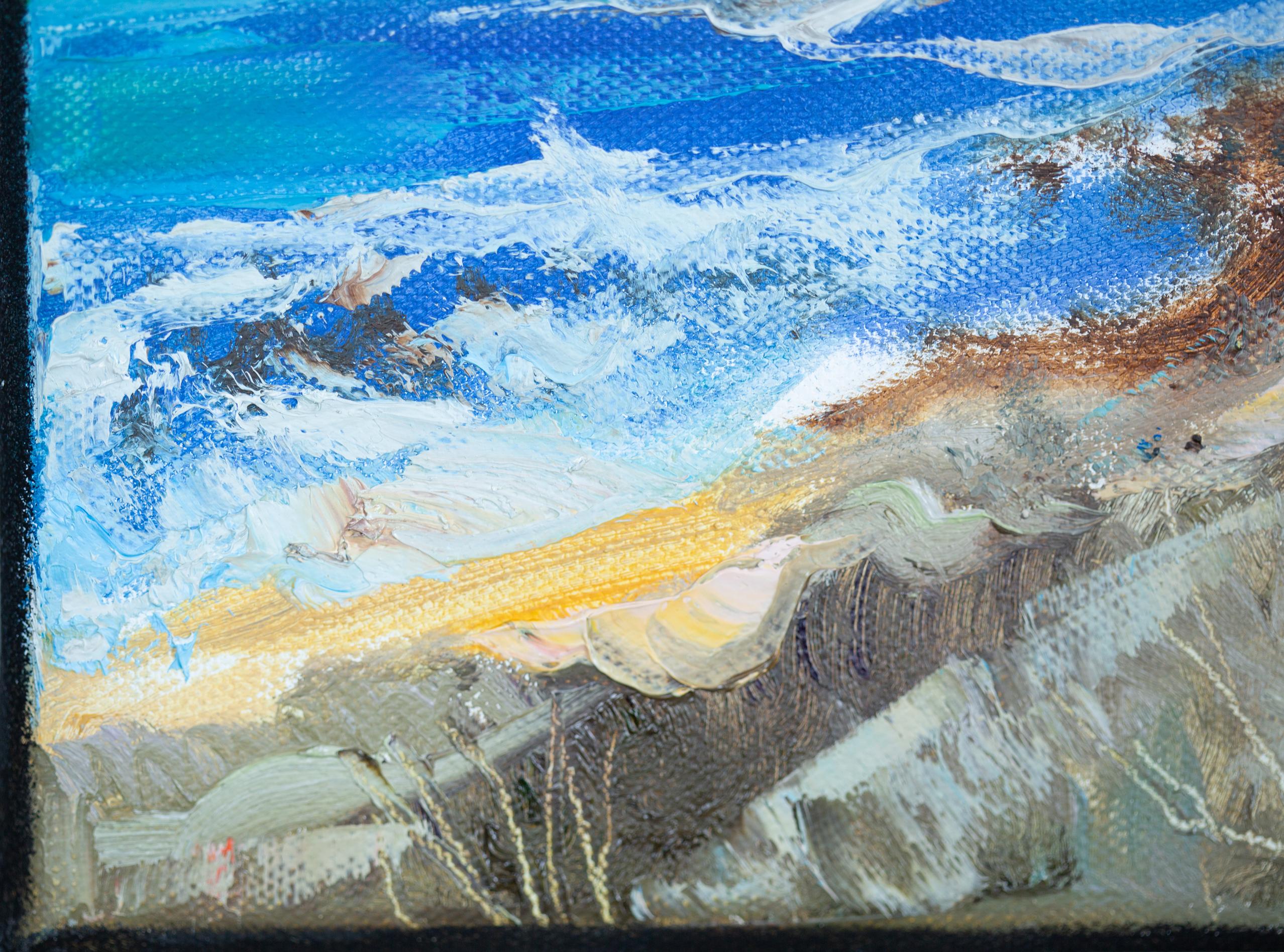 Steep Banks (LA). Painting on canvas, post-impressionism, small, square, ocean For Sale 3