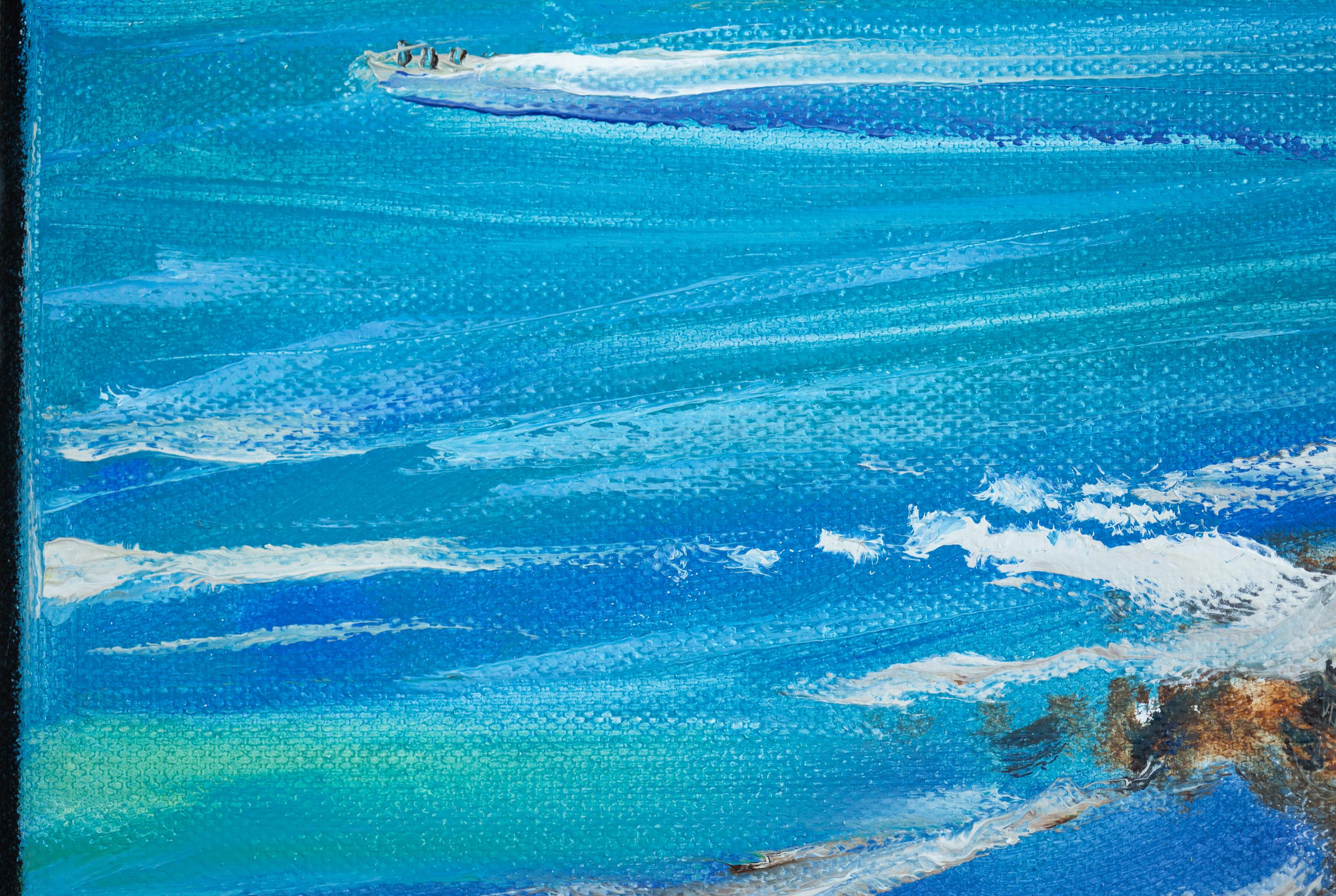 Steep Banks (LA). Painting on canvas, post-impressionism, small, square, ocean For Sale 4