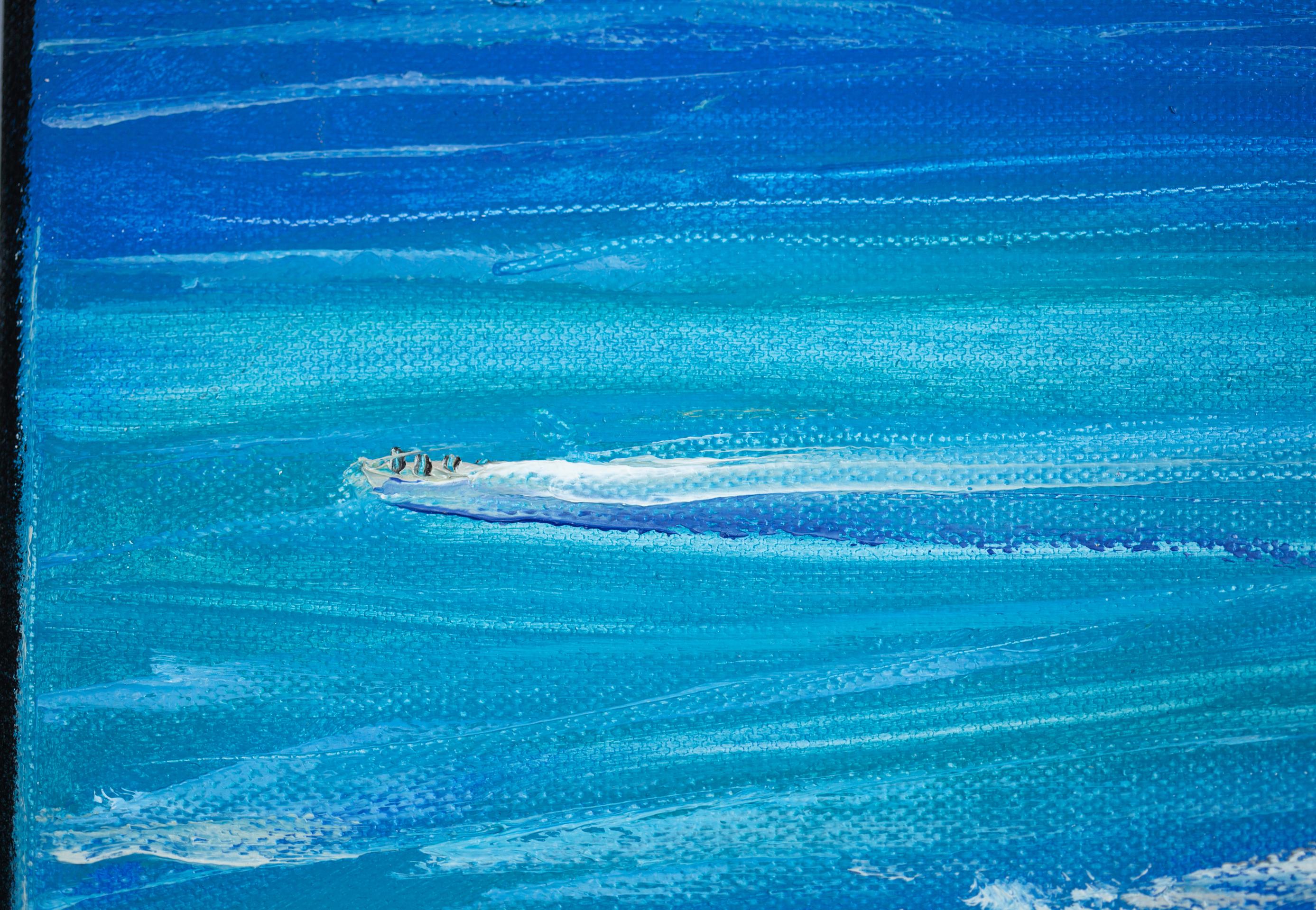 Steep Banks (LA). Painting on canvas, post-impressionism, small, square, ocean For Sale 5