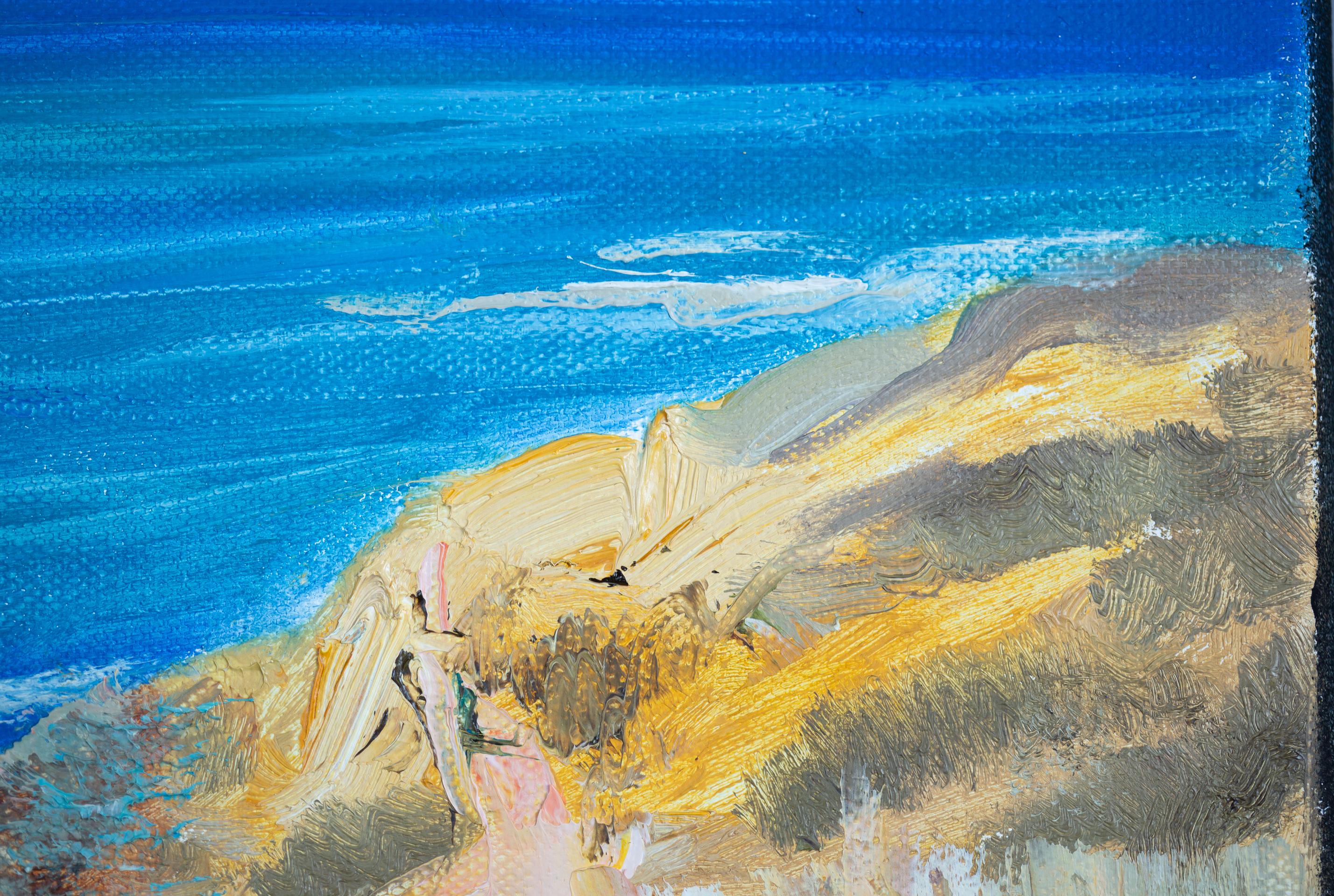 Steep Banks (LA). Painting on canvas, post-impressionism, small, square, ocean For Sale 6