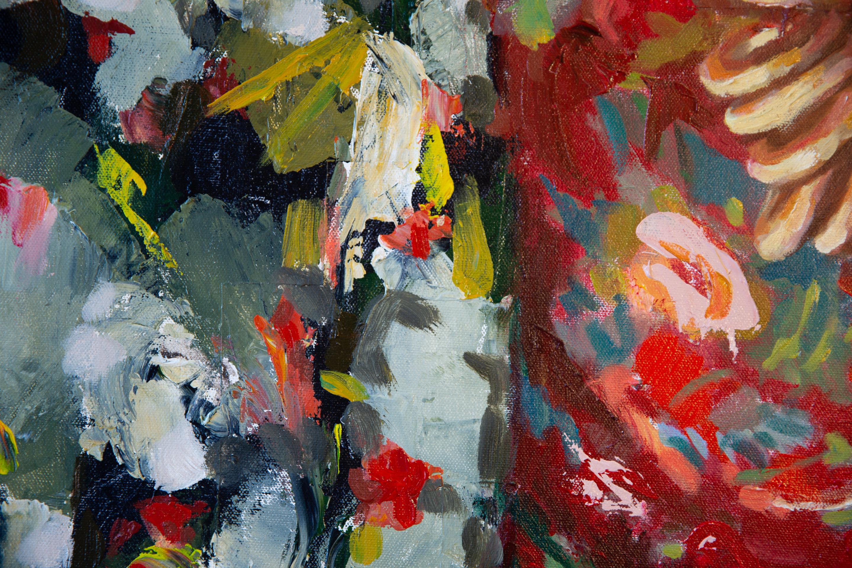 Still Life With a Samovar. Square, red, fruits, still life, impressionism For Sale 3