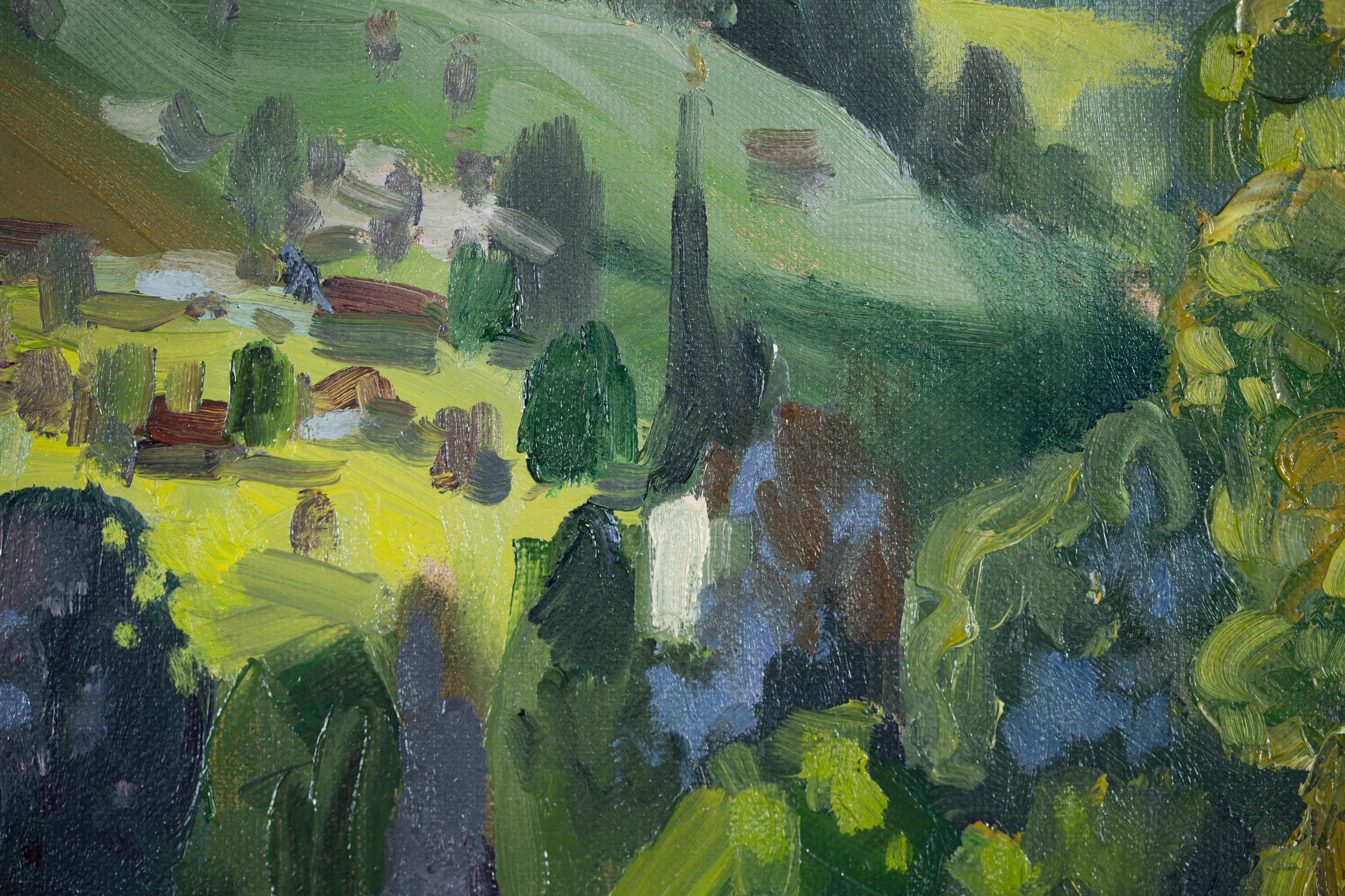Summer in Grabs. Horizontal, mountains, Switzerland, landscape, design for wall For Sale 3