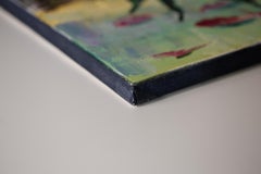 Ein sonniger Tag in meinem Garten. Blumenstillleben, expressive Malerei, horizontal