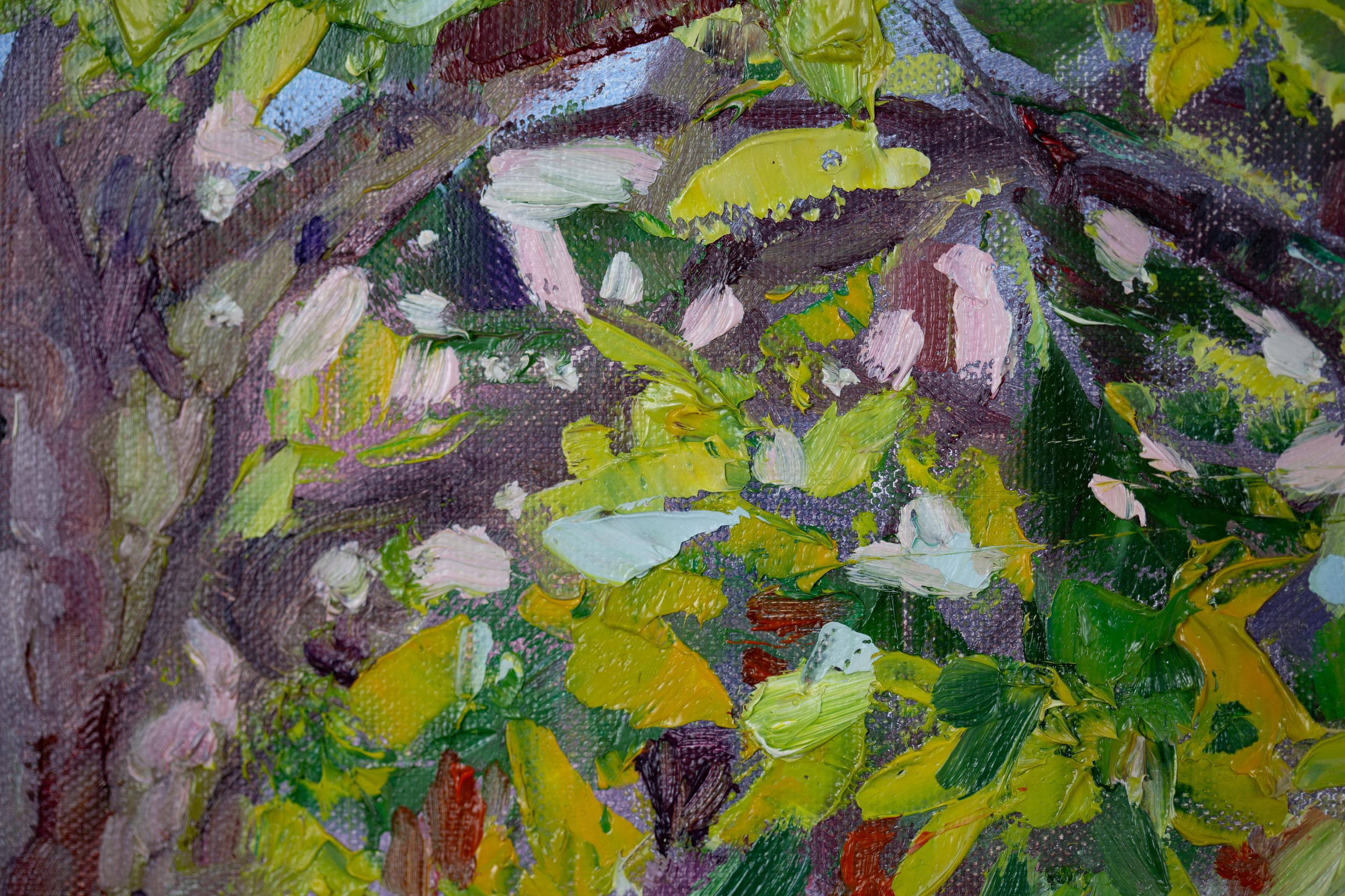 Sunny Morning. Oil painting, small, nature, horizontal, summer, impressionism For Sale 6