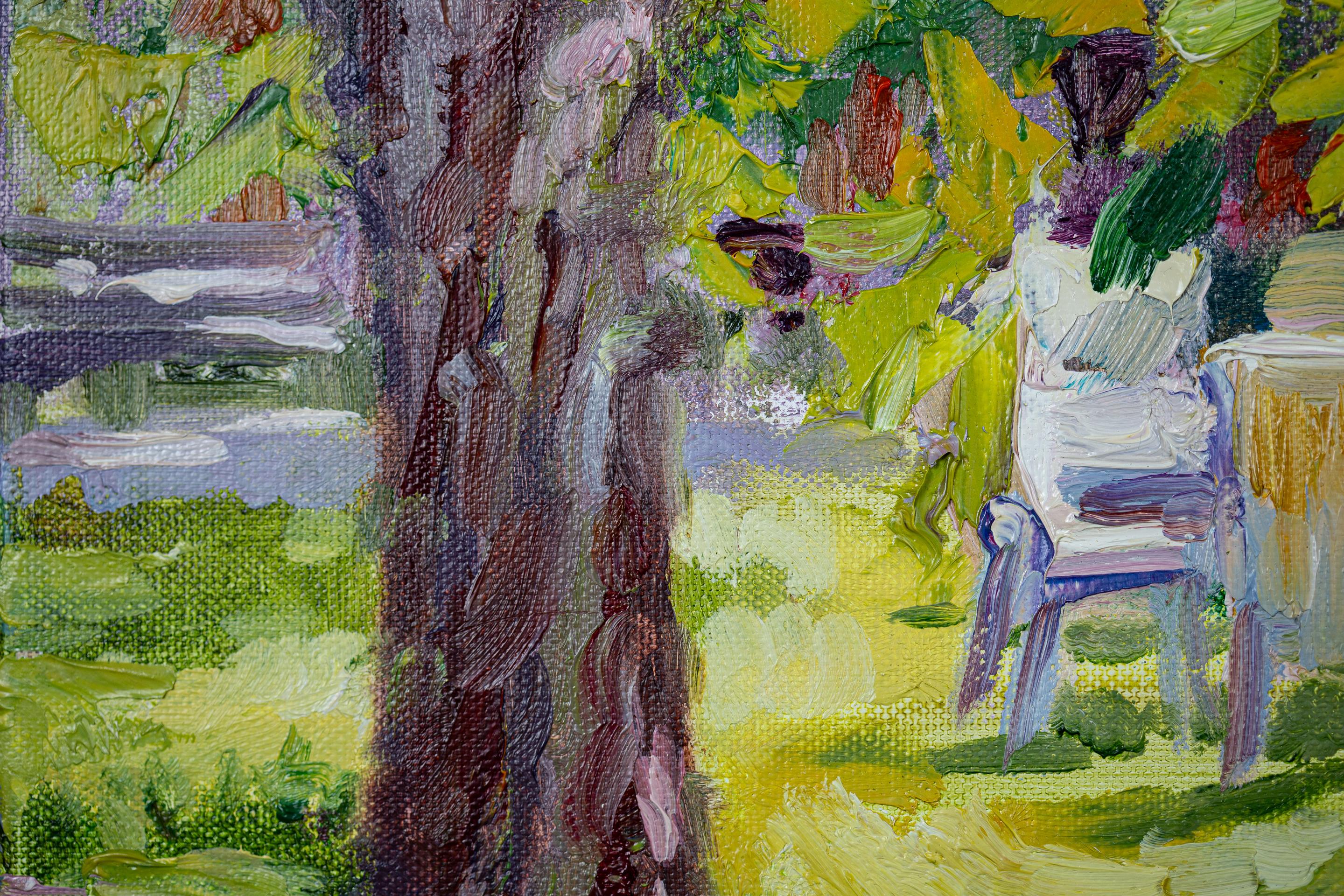 Sunny Morning. Oil painting, small, nature, horizontal, summer, impressionism For Sale 3