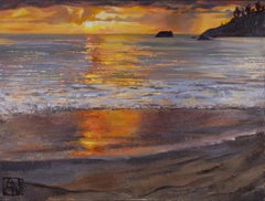 Sunset sur la plage d'Anse Intendance