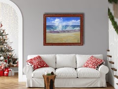 Surfea. Pintura acrílica de paisaje, posimpresionista, Seychelles, horizontal