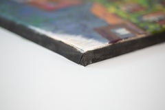 The Old Vaduz, Liechtenstein. Vertical oil painting, floral, city, impressionism