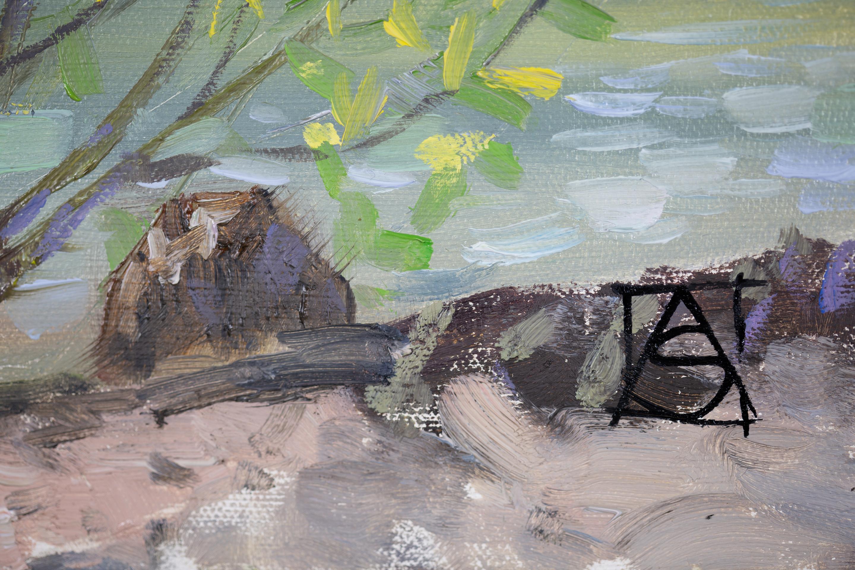 The Tenderness of the First Leaves. Nature, lake, tree, spring, mountains For Sale 8