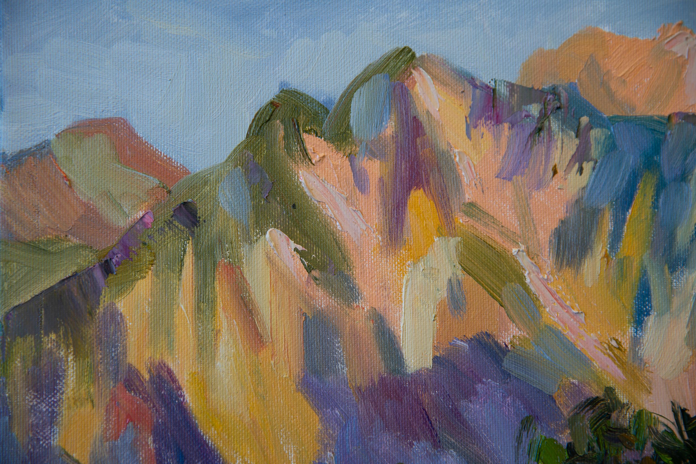 La Montaña de las Tres Hermanas al Atardecer. Horizontal, impresionismo, paisaje en venta 1