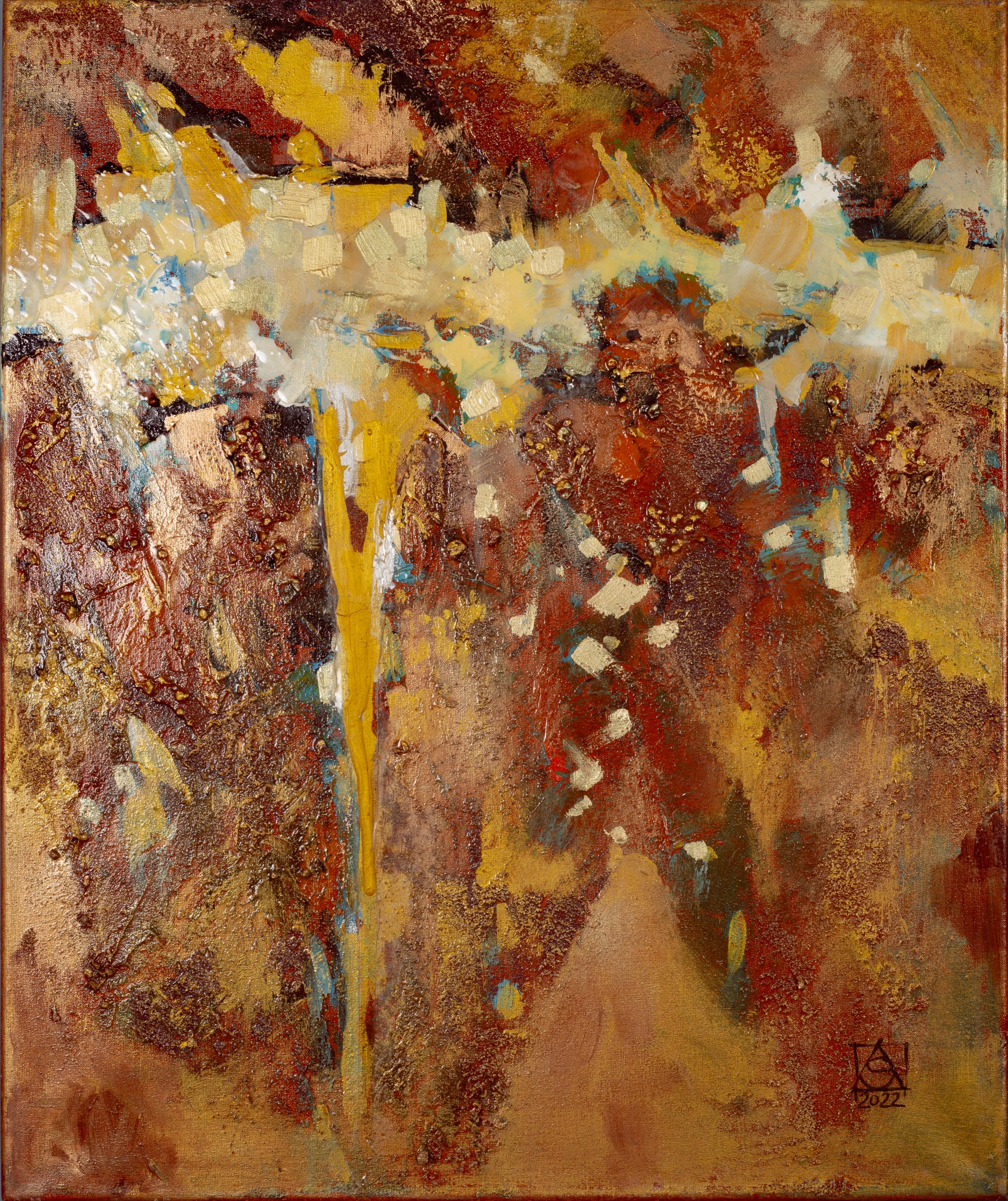 Anna Shesterikova Abstract Painting - Through. Abstract, vertical, brown, terracotta, modern