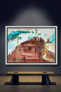 To Other Shores. Post-impressionism, oil paintings, sea, ocean, storm, ship