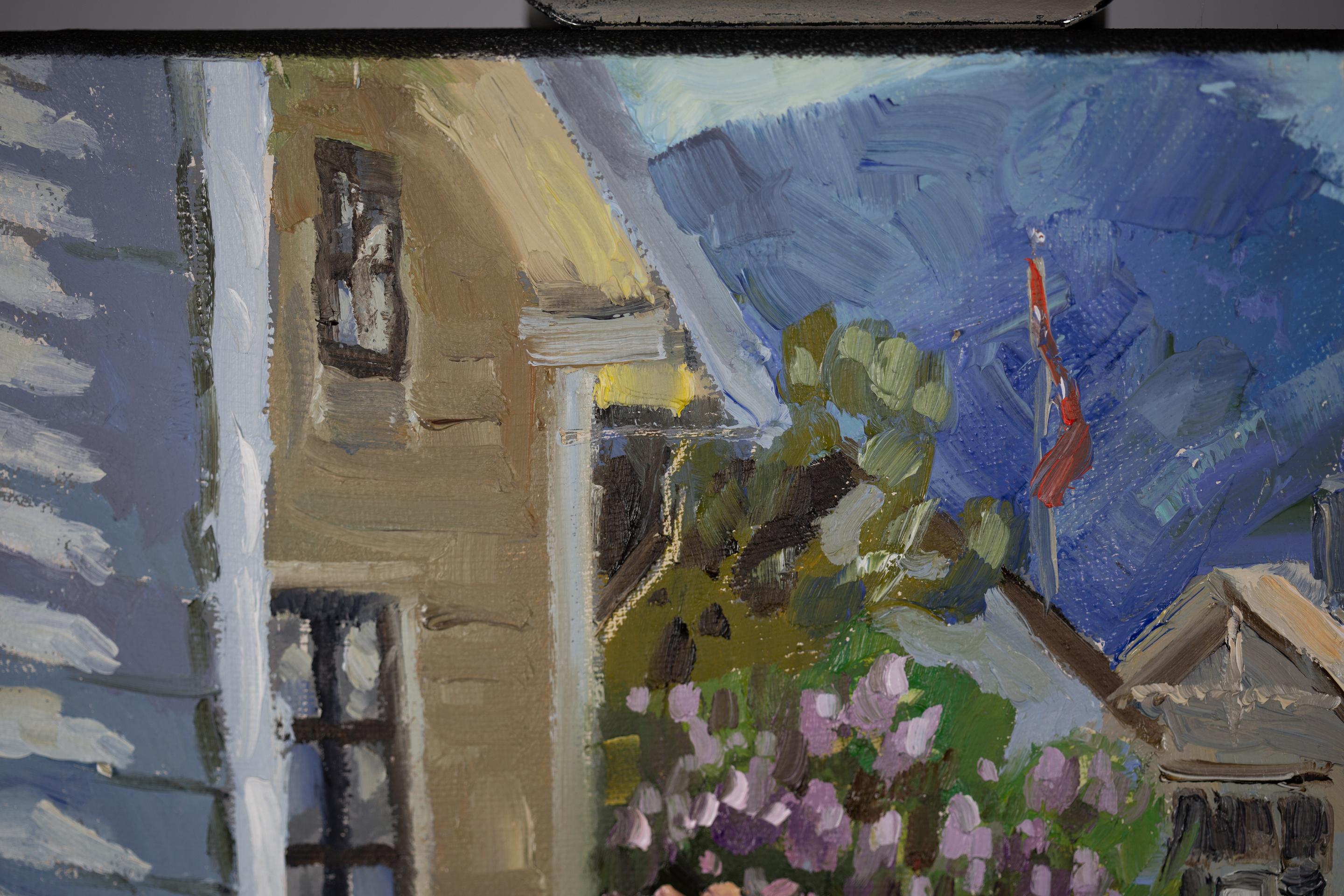 Vers le fjord. Norvège. Impressionnisme, Norvège, paysage, fleurs, lilas, été en vente 11