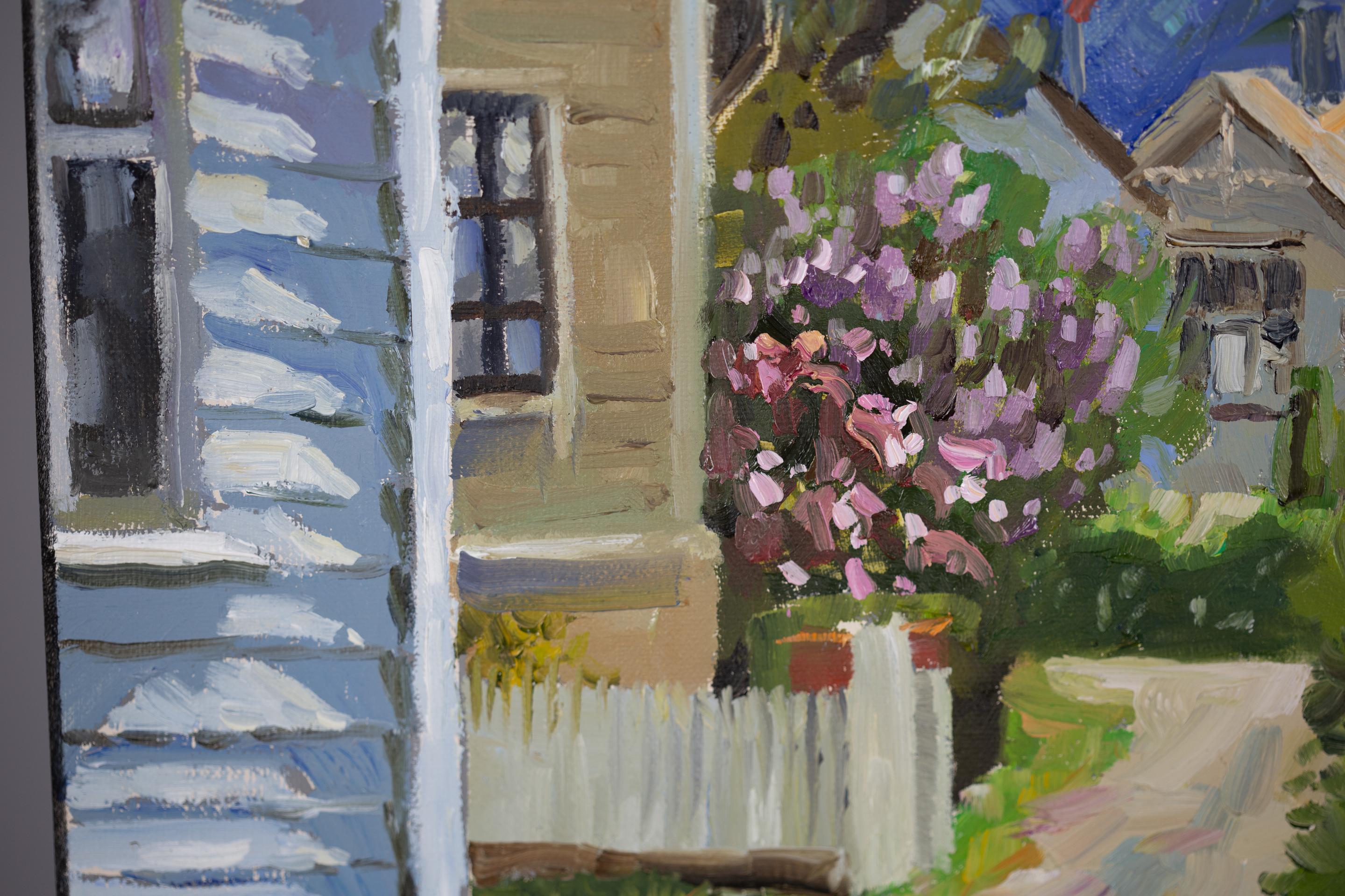 Vers le fjord. Norvège. Impressionnisme, Norvège, paysage, fleurs, lilas, été en vente 12