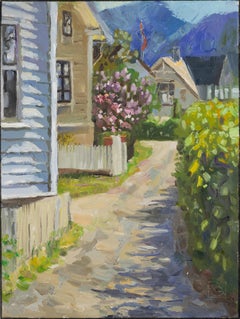 Vers le fjord. Norvège. Impressionnisme, Norvège, paysage, fleurs, lilas, été