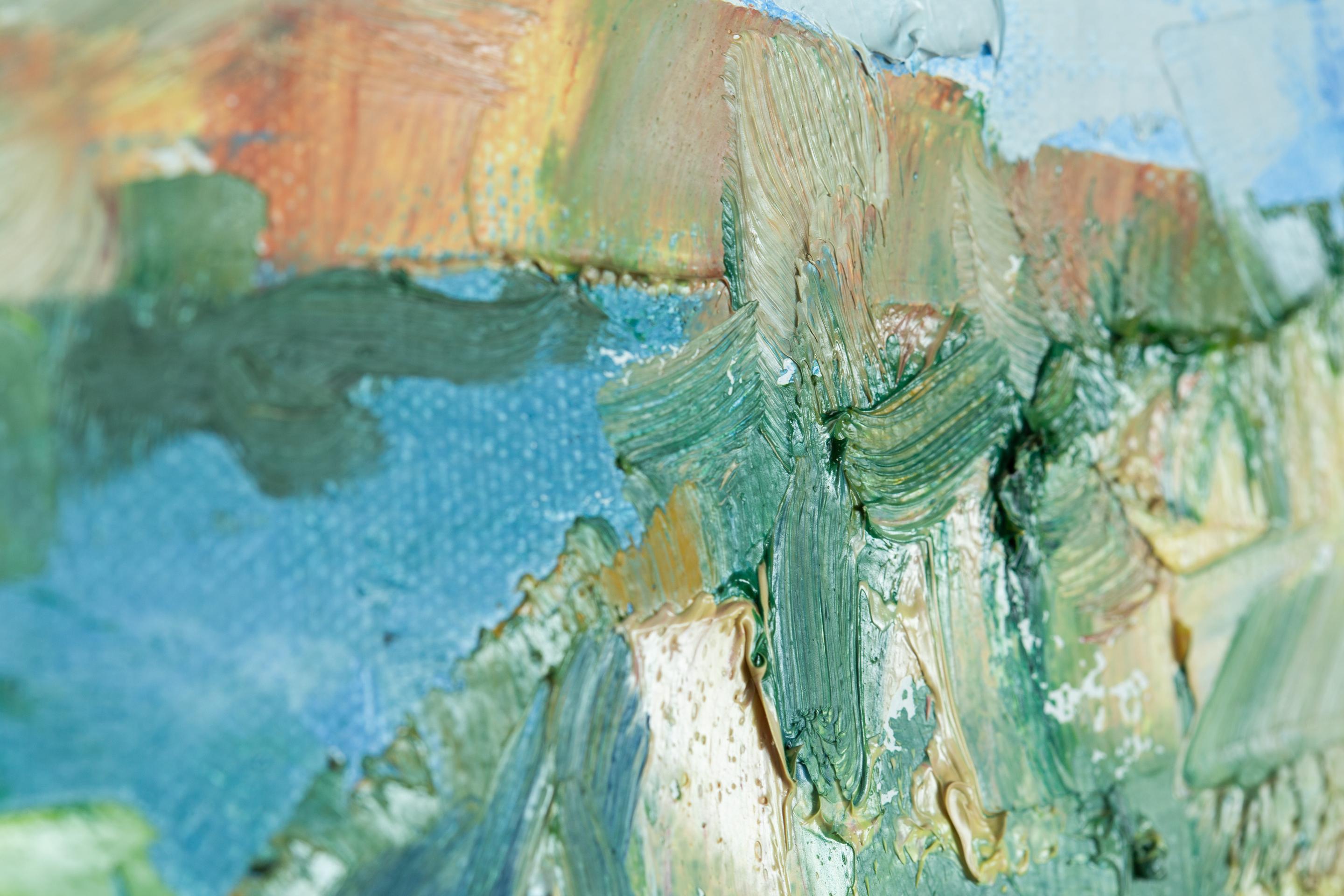 Ruhe am SHORE.  Horizontal, See, Berge, Boot, blau im Angebot 10