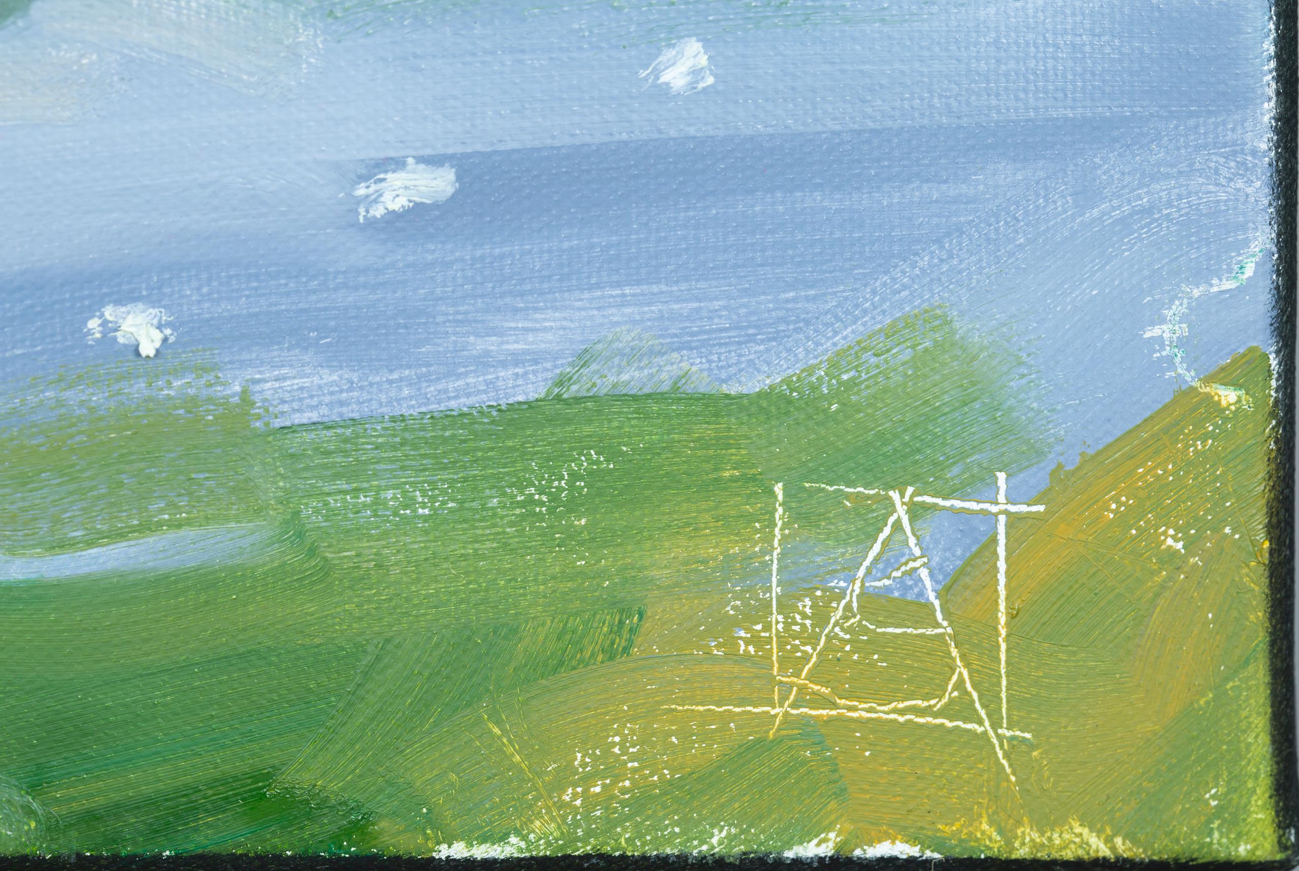 Ruhe am SHORE.  Horizontal, See, Berge, Boot, blau im Angebot 1