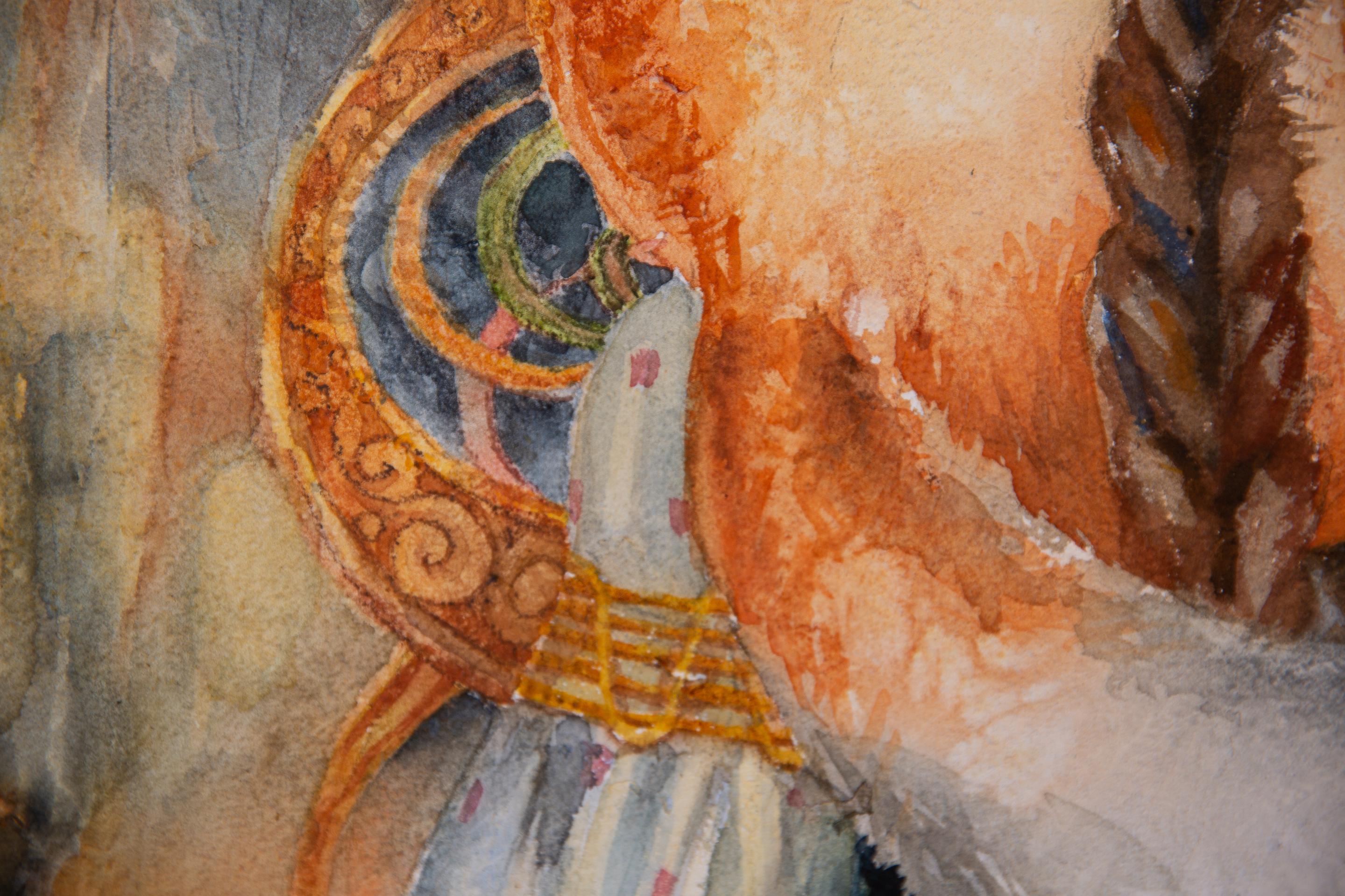 Verdad-Alma. Retrato, chica figurativa, mariposa, vertical, acuarela sobre lienzo en venta 7
