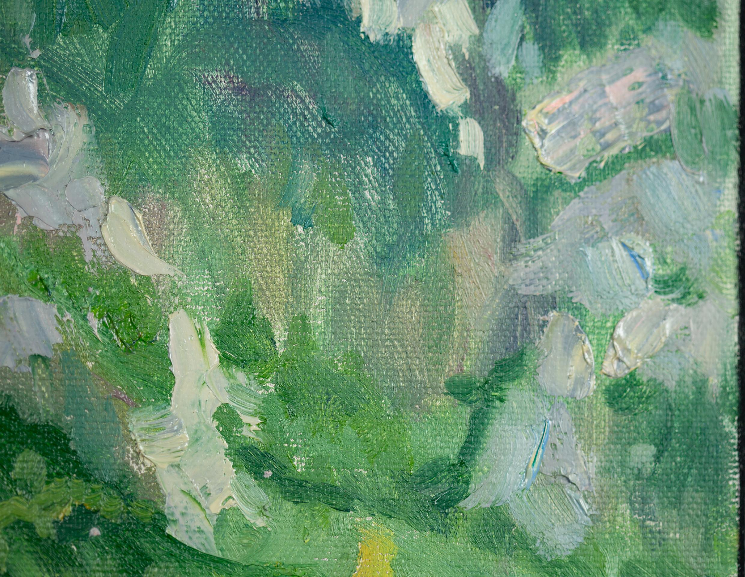 Turquoise Lake Walensee. Vertical, impressionism, landscape, mountains, yacht For Sale 3