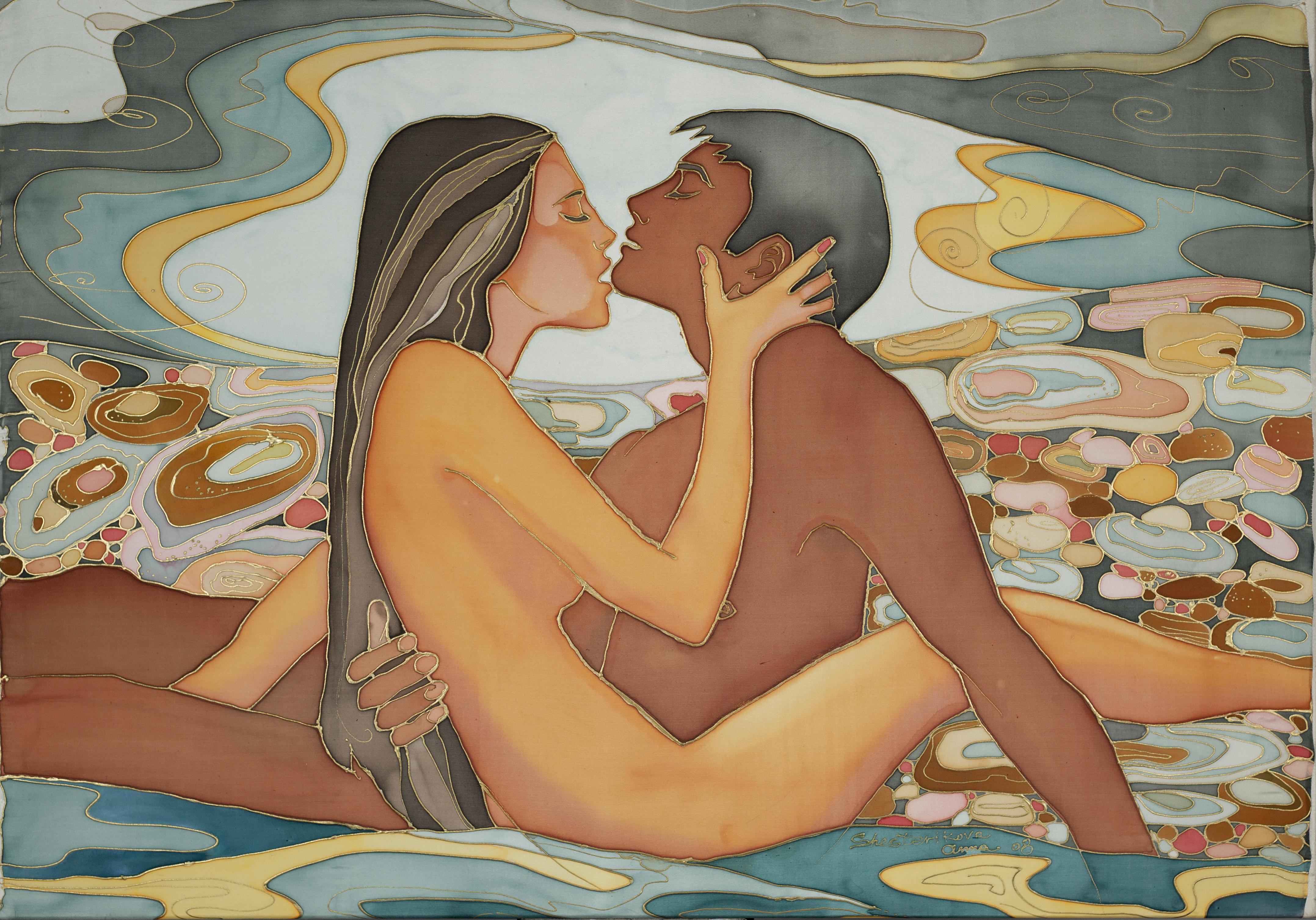 Anna Shesterikova Nude Painting - Two On the Shore