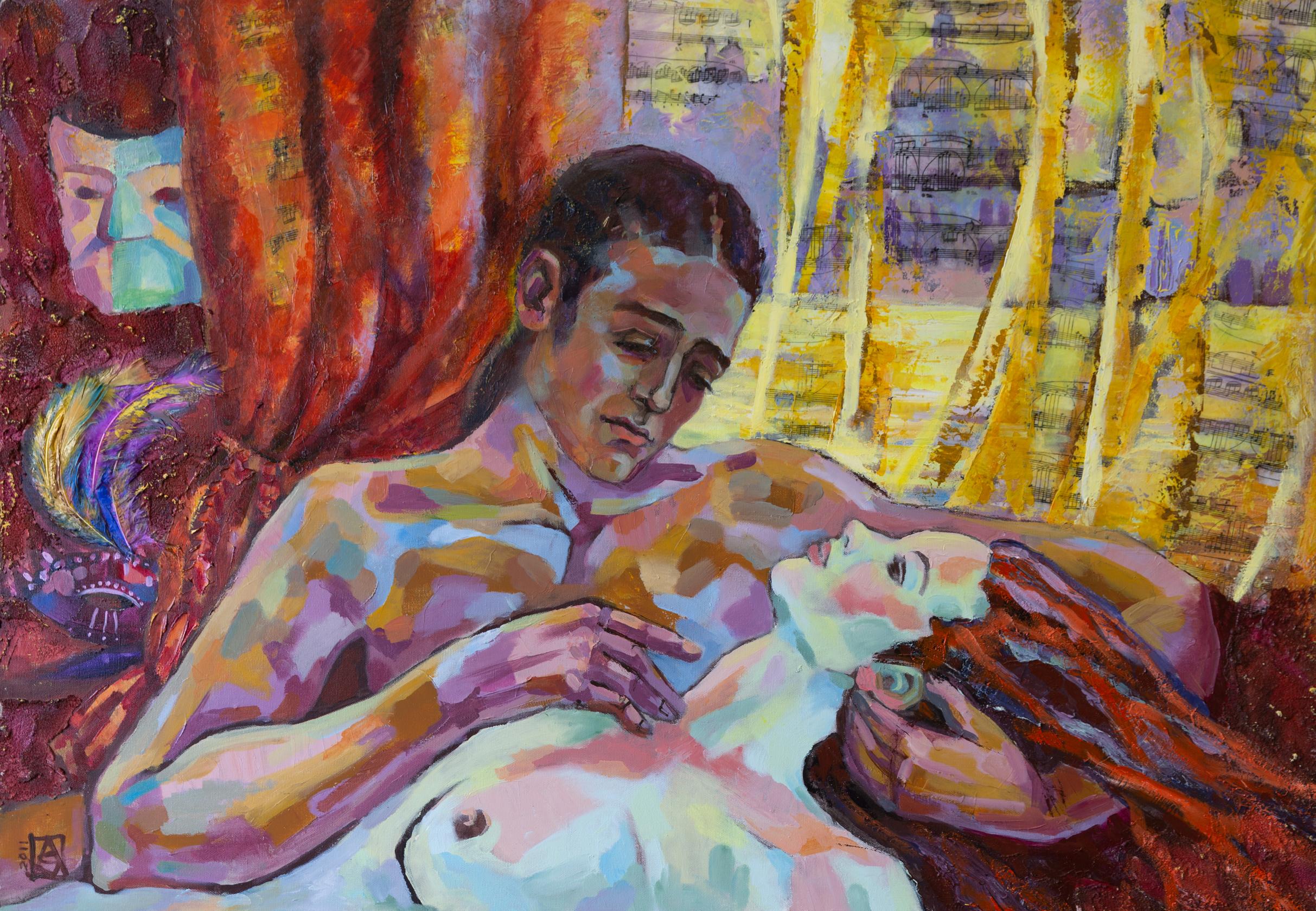 Anna Shesterikova Nude Painting – Unter den Masken...