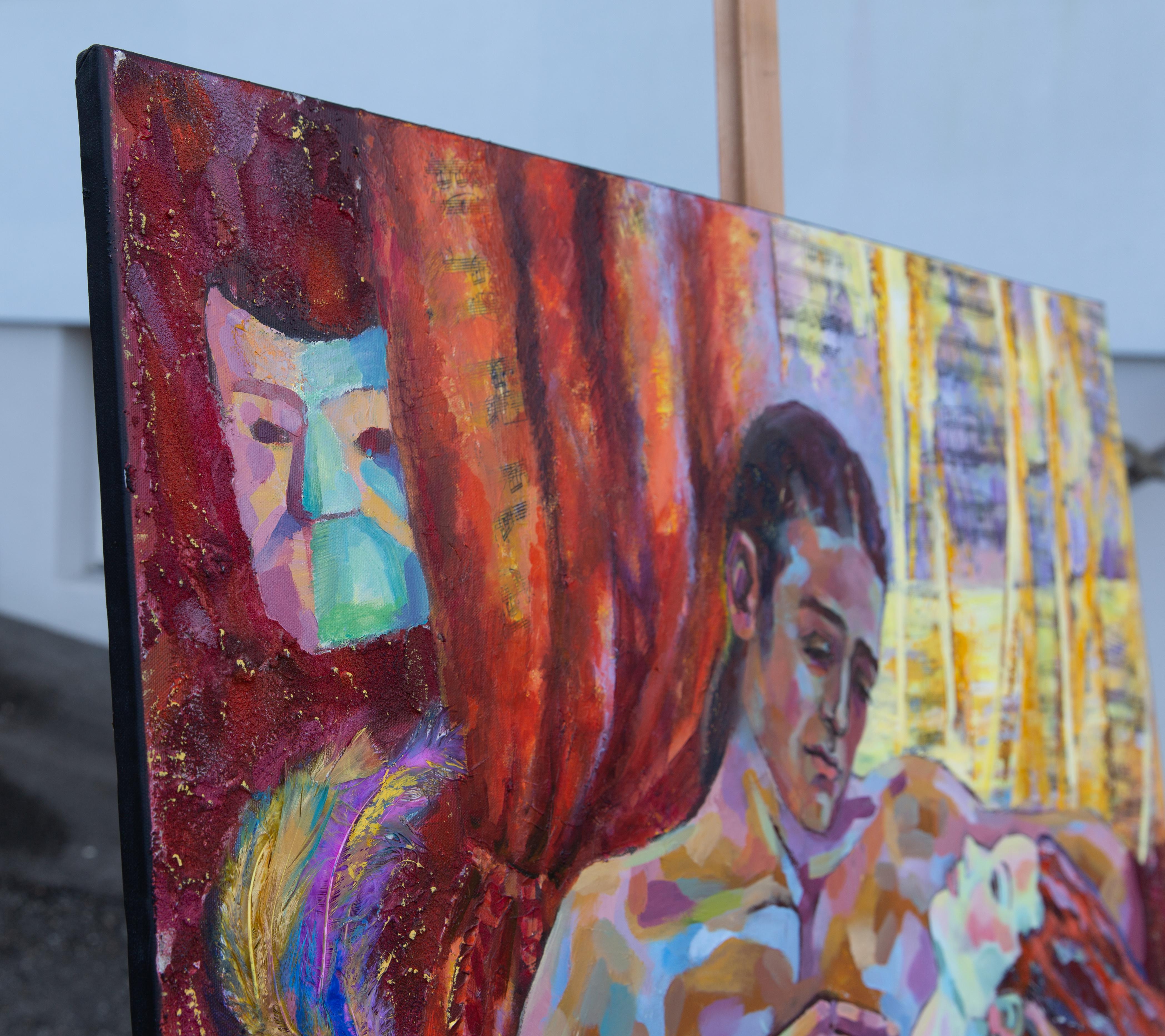 Sotto le maschere... Orizzontale, figurativo, nudo, Venezia, Italia - Painting di Anna Shesterikova