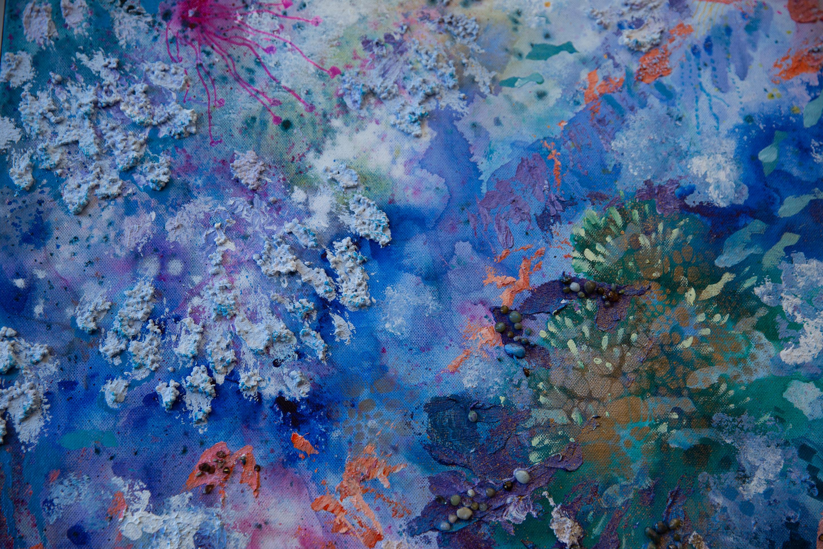 Unterwasserwelt. Acrylgemälde, großformatig, vertikal, abstrakt und abstrakt für Inneneinrichtung im Angebot 5