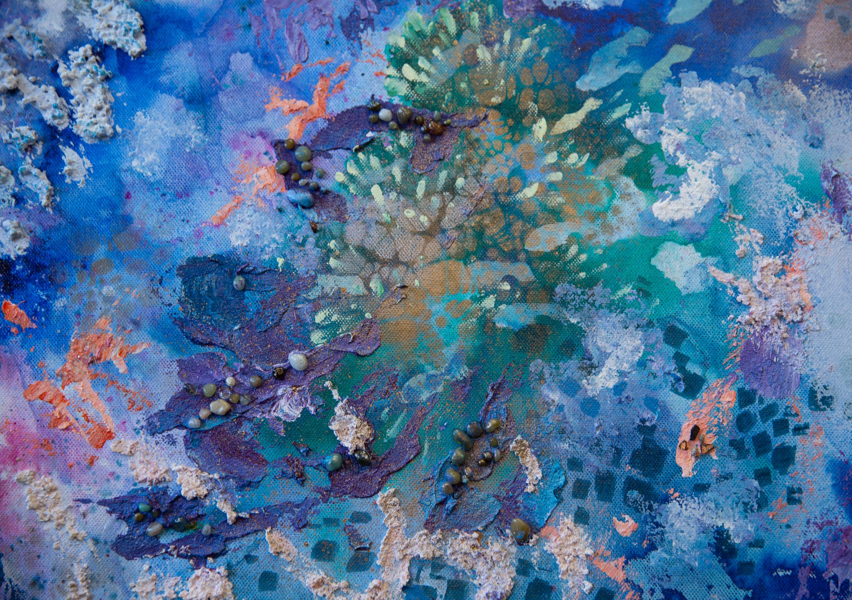 Unterwasserwelt. Acrylgemälde, großformatig, vertikal, abstrakt und abstrakt für Inneneinrichtung im Angebot 6