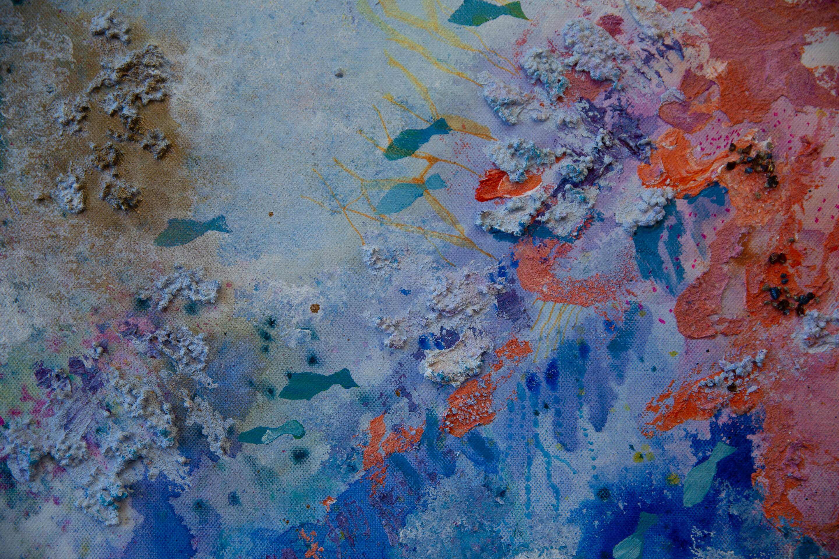 Unterwasserwelt. Acrylgemälde, großformatig, vertikal, abstrakt und abstrakt für Inneneinrichtung im Angebot 8
