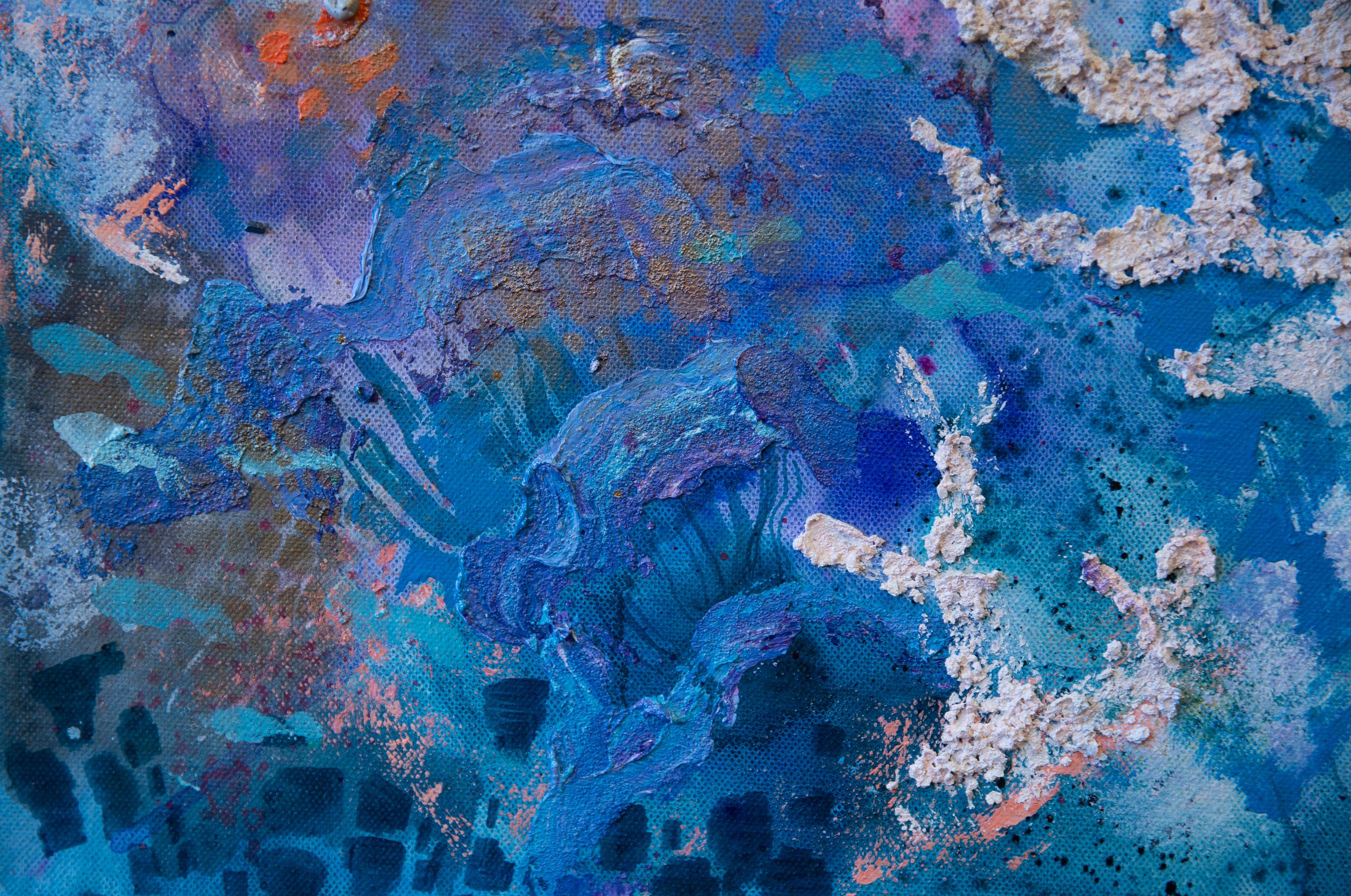 Unterwasserwelt. Acrylgemälde, großformatig, vertikal, abstrakt und abstrakt für Inneneinrichtung im Angebot 1