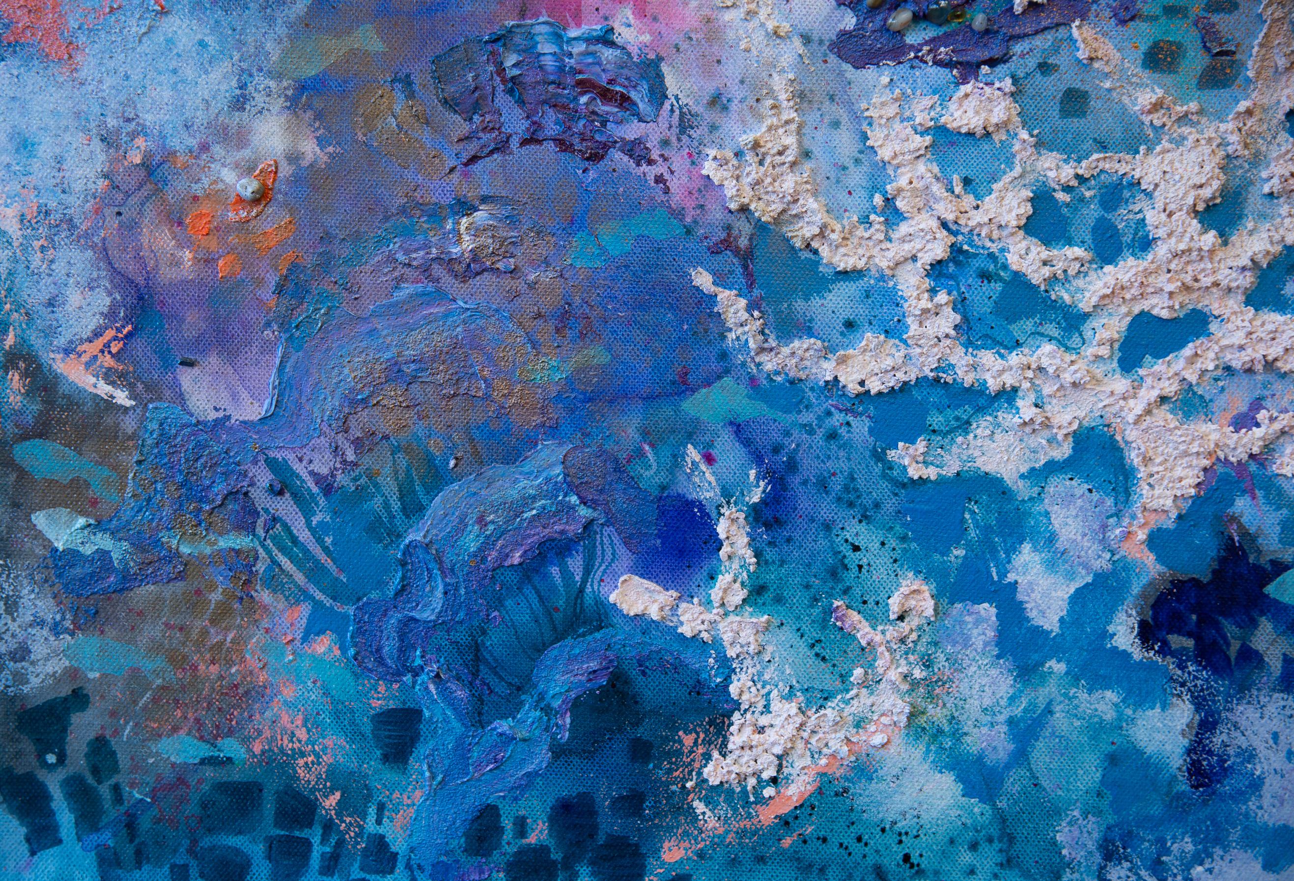 Unterwasserwelt. Acrylgemälde, großformatig, vertikal, abstrakt und abstrakt für Inneneinrichtung im Angebot 2