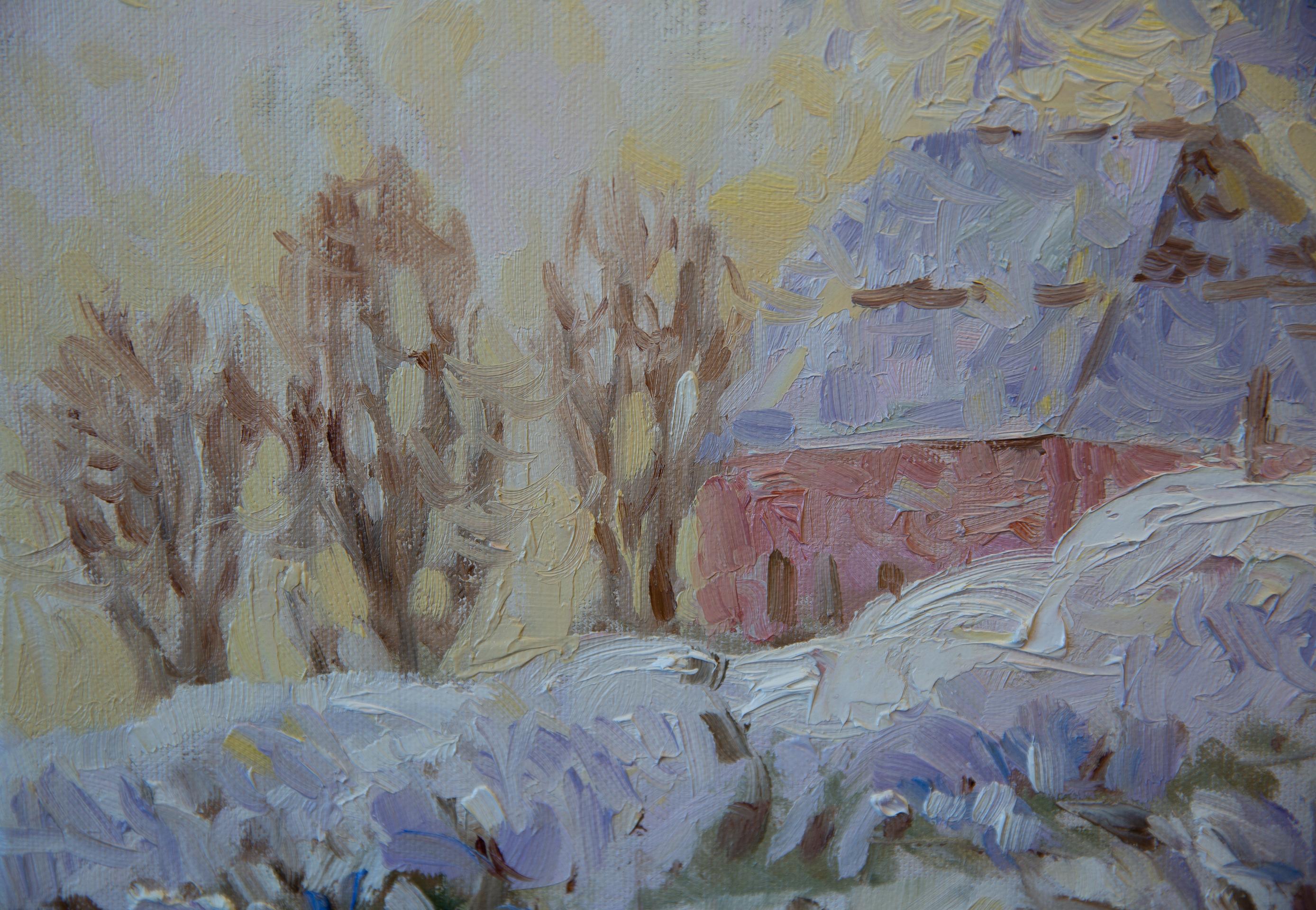 Vue du The Studio. Paysage vertical, impressionnisme, hiver, nature, chat en vente 5