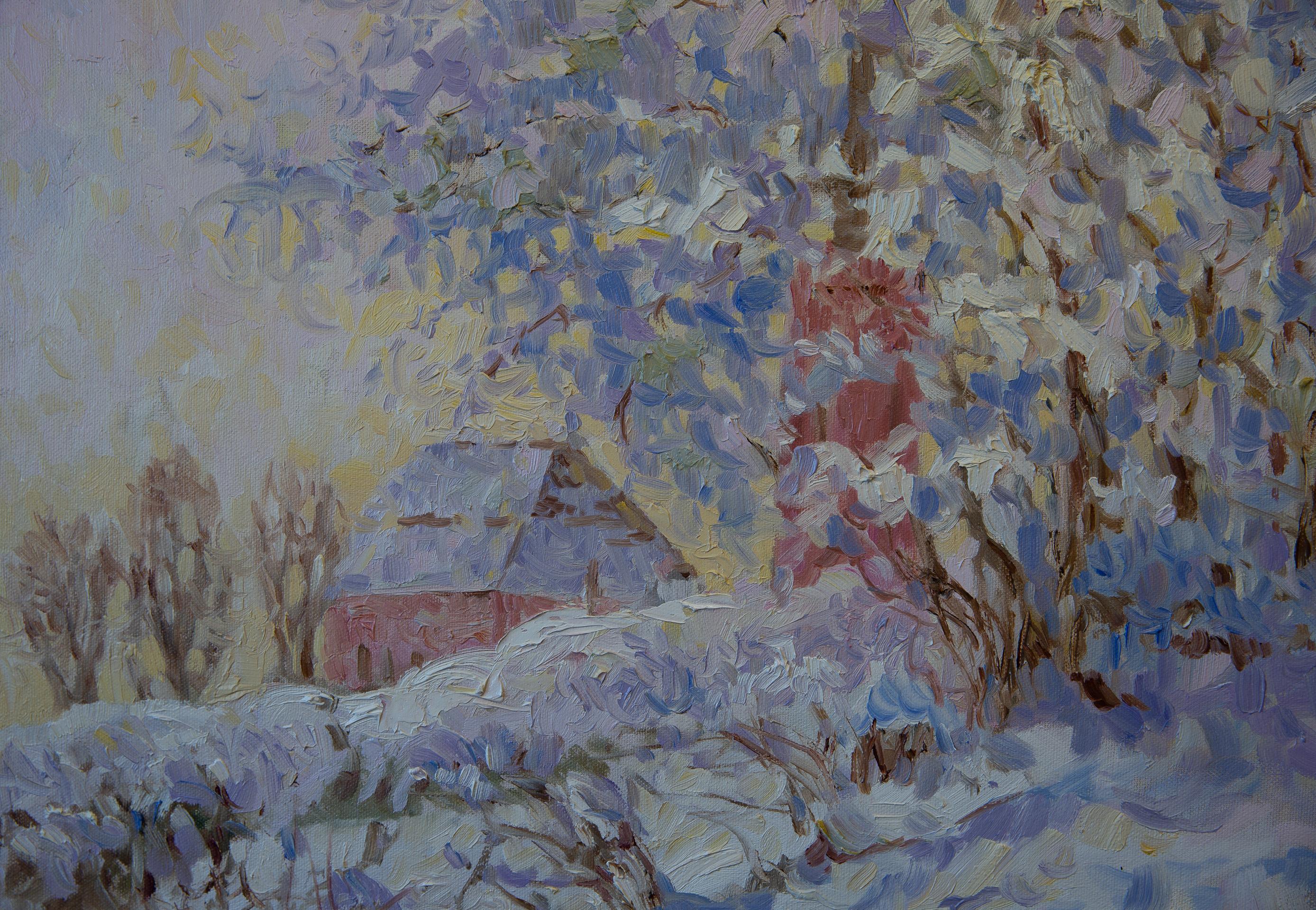 Vue du The Studio. Paysage vertical, impressionnisme, hiver, nature, chat en vente 3